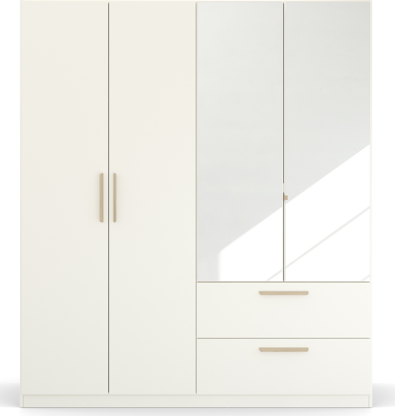 rauch Kleiderschrank »Skandi by Quadra Spin Schlafzimmerschrank«, im Landhaus-Stil mit Massivholzgriffen, mit Schubladen und Spiegel