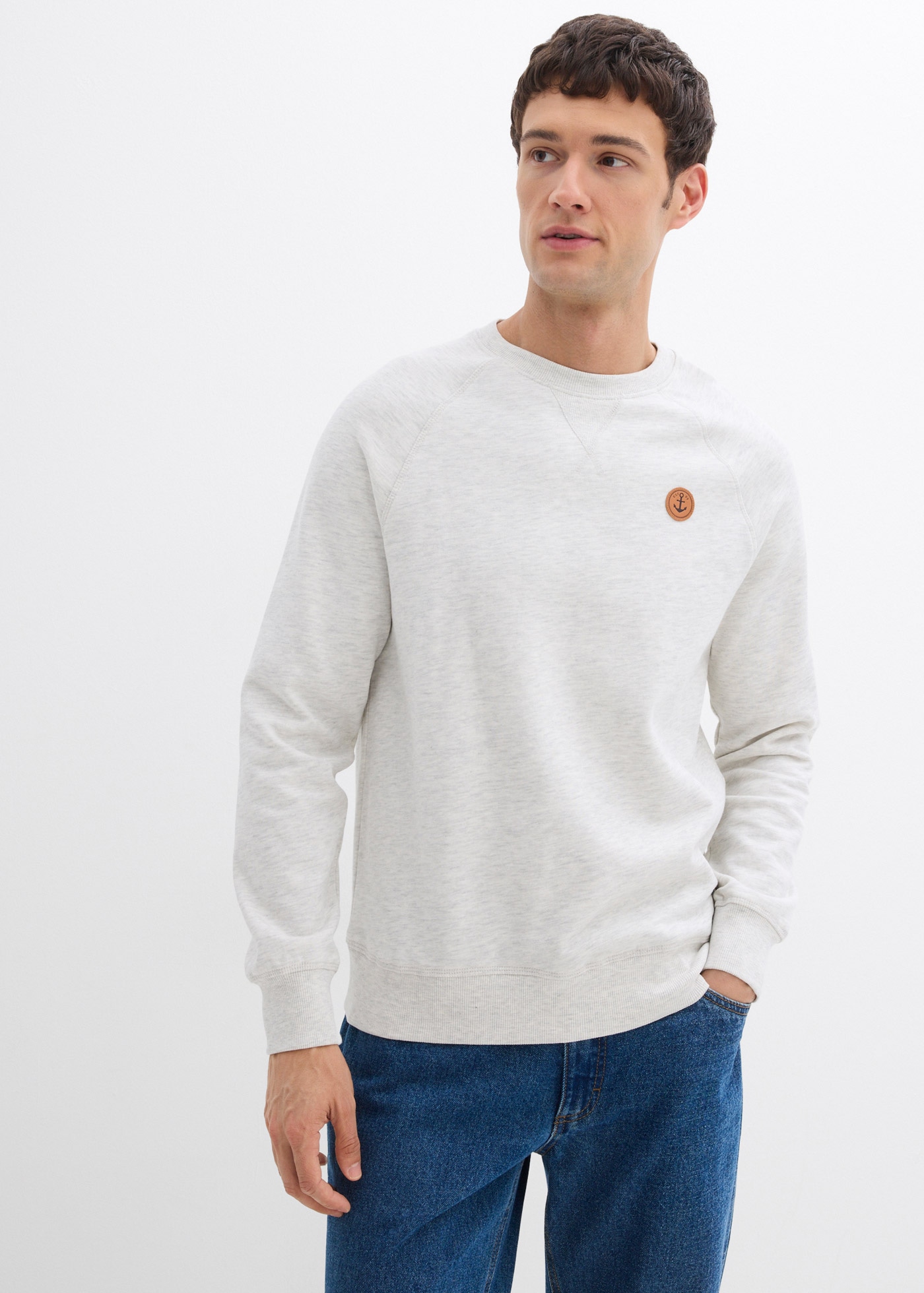 bonprix Sweatshirt, 2 Stk. Regular Fit, unifarben, aus Baumwolle und Polyester
