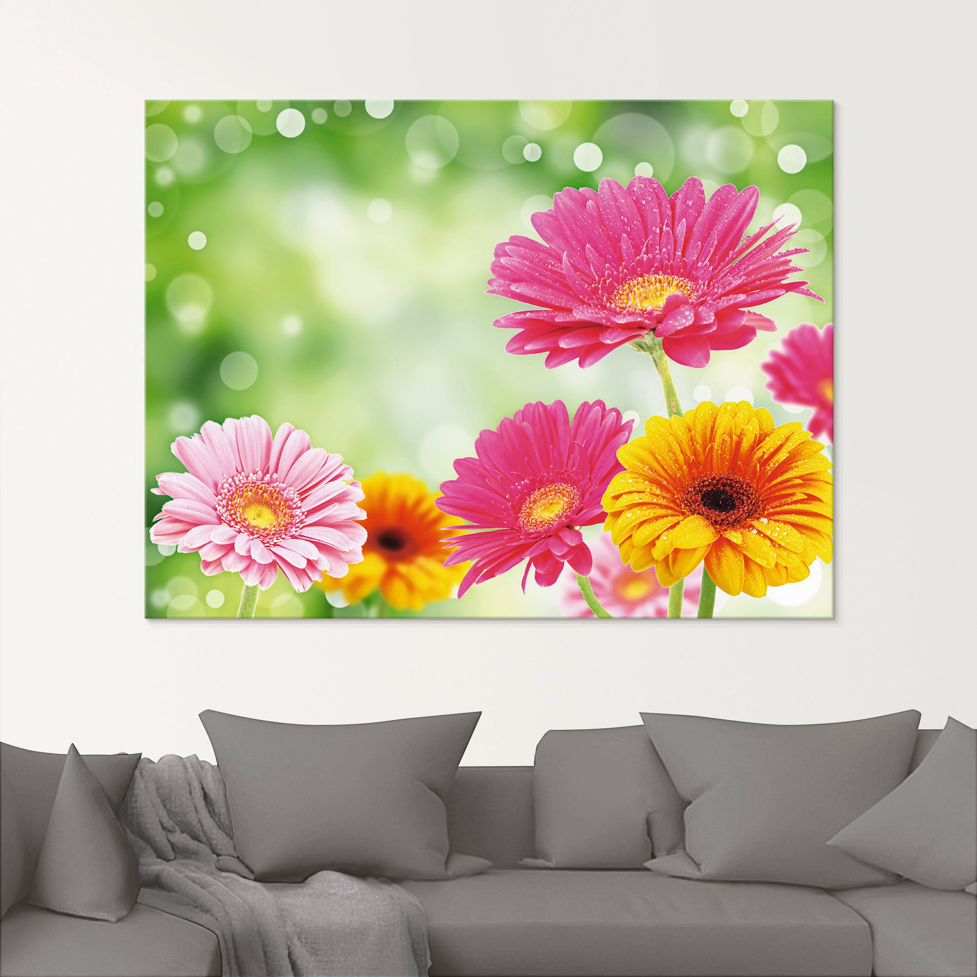 Artland Glasbild »Natürliche Romantik - Gerberas«, Blumen, (1 St.), in verschiedenen Größen