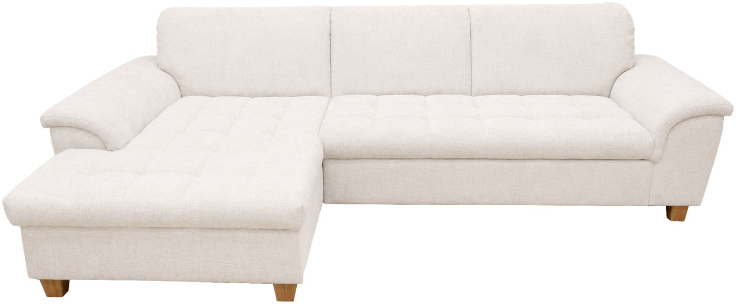 OTTO home Ecksofa »Eggery 279 x 170 cm, auch mit Schlaffunktion & Bettkasten, Holzfüße« Kopfteile verstellbar, L-Form, aus pflegeleichtem Luxus-Microfaser