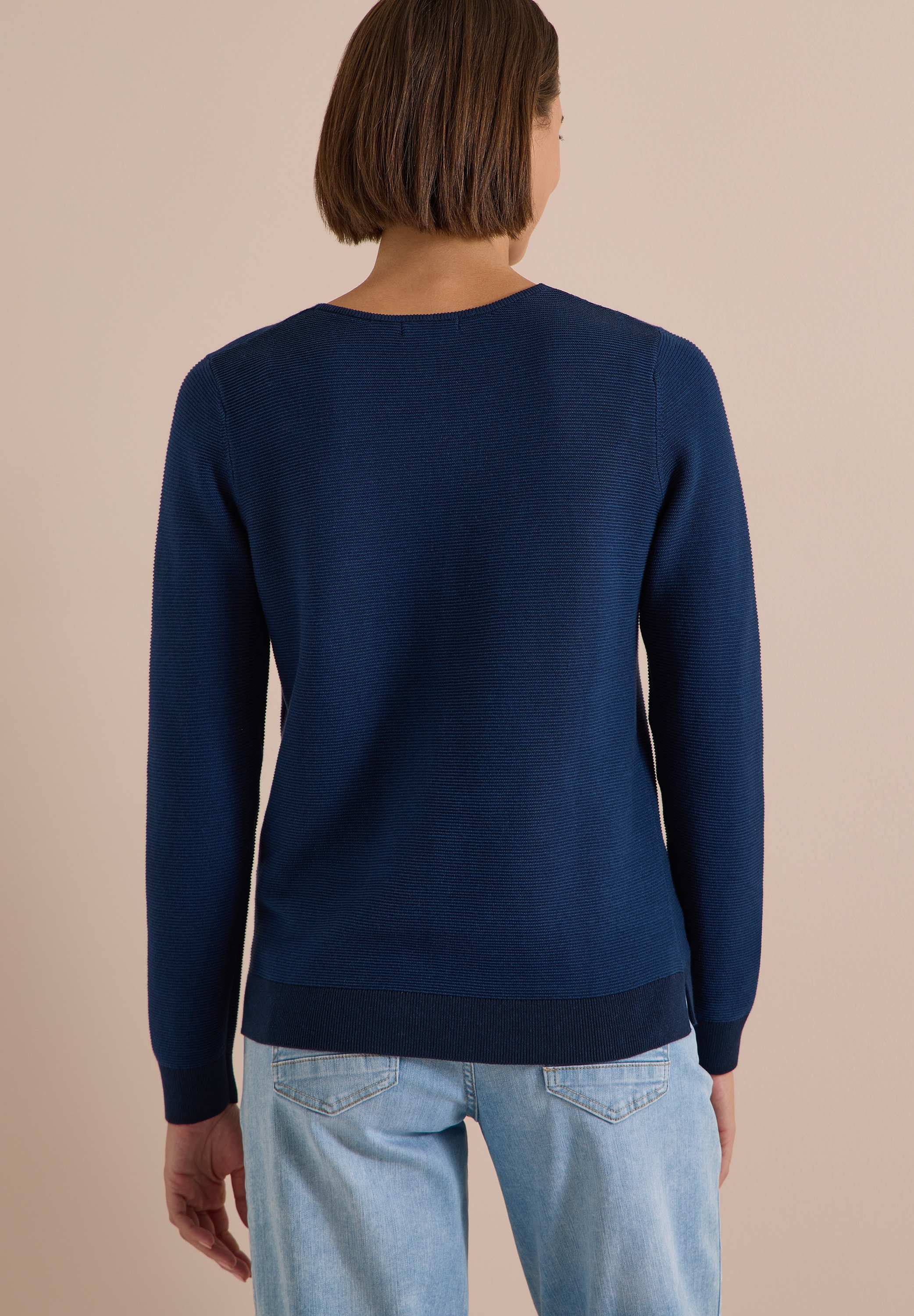 Cecil Strickpullover im Two-Tone-Look mit V-Neck