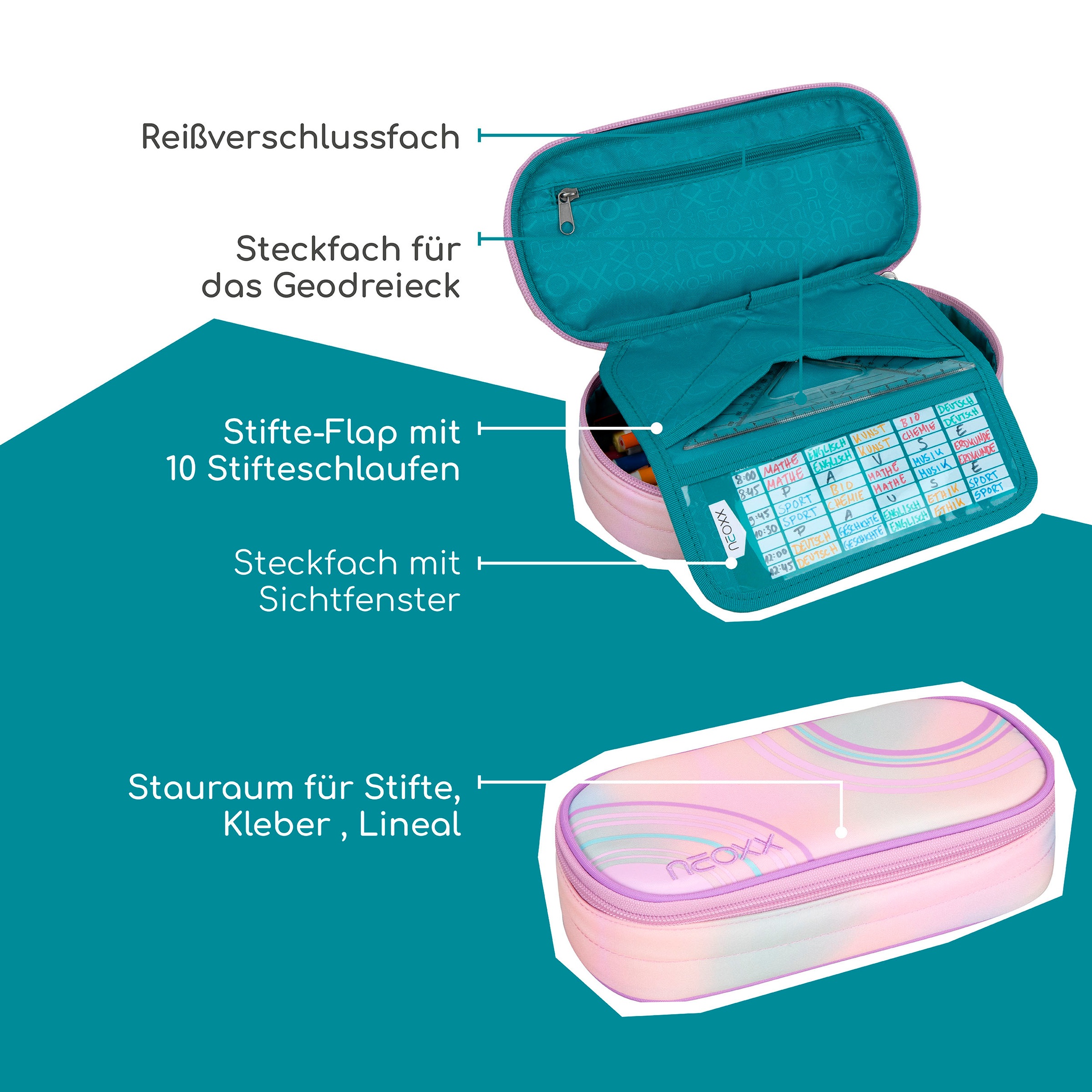 neoxx Schreibgeräteetui »Schlamperbox, Jump, Candy Party«, teilweise aus recyceltem Material
