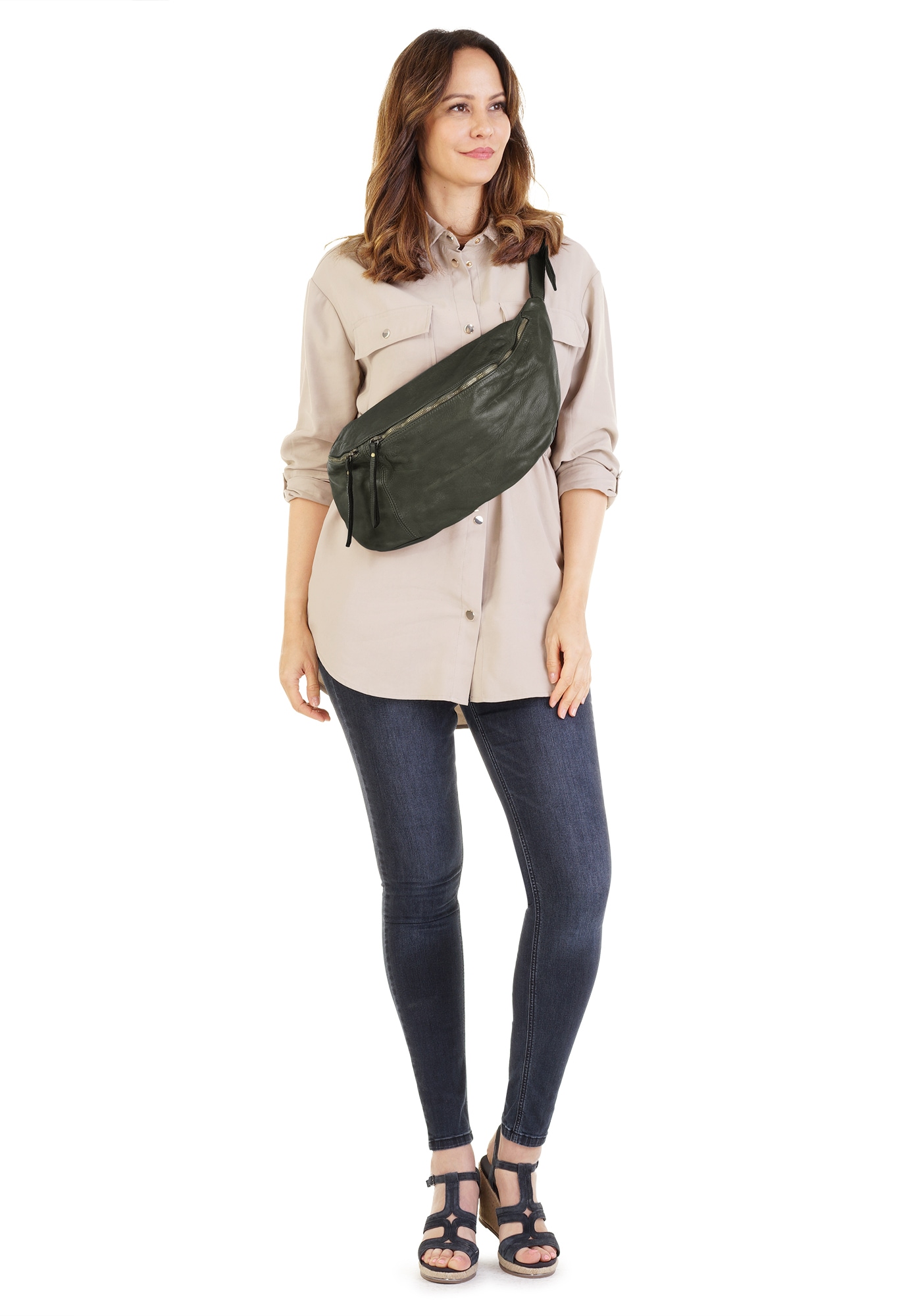 forty° Umhängetasche, echt Leder, Made in Italy