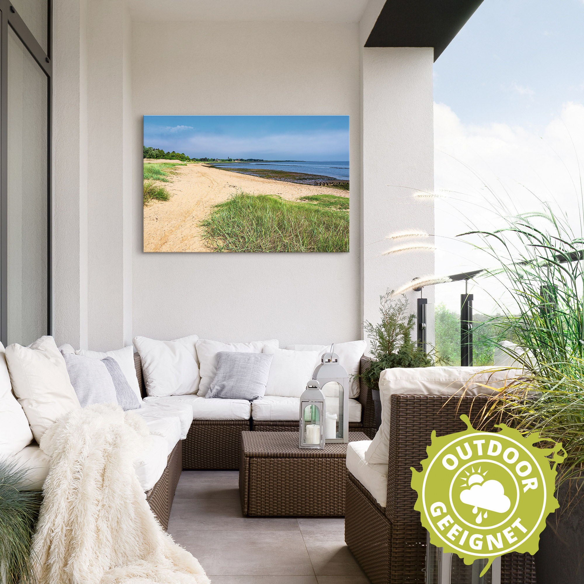 Artland Wandbild »Strand am Wattenmeer in Nebel, Amrum«, Strandbilder, (1 St.), als Alubild, Leinwandbild, Wandaufkleber oder Poster in versch. Größen