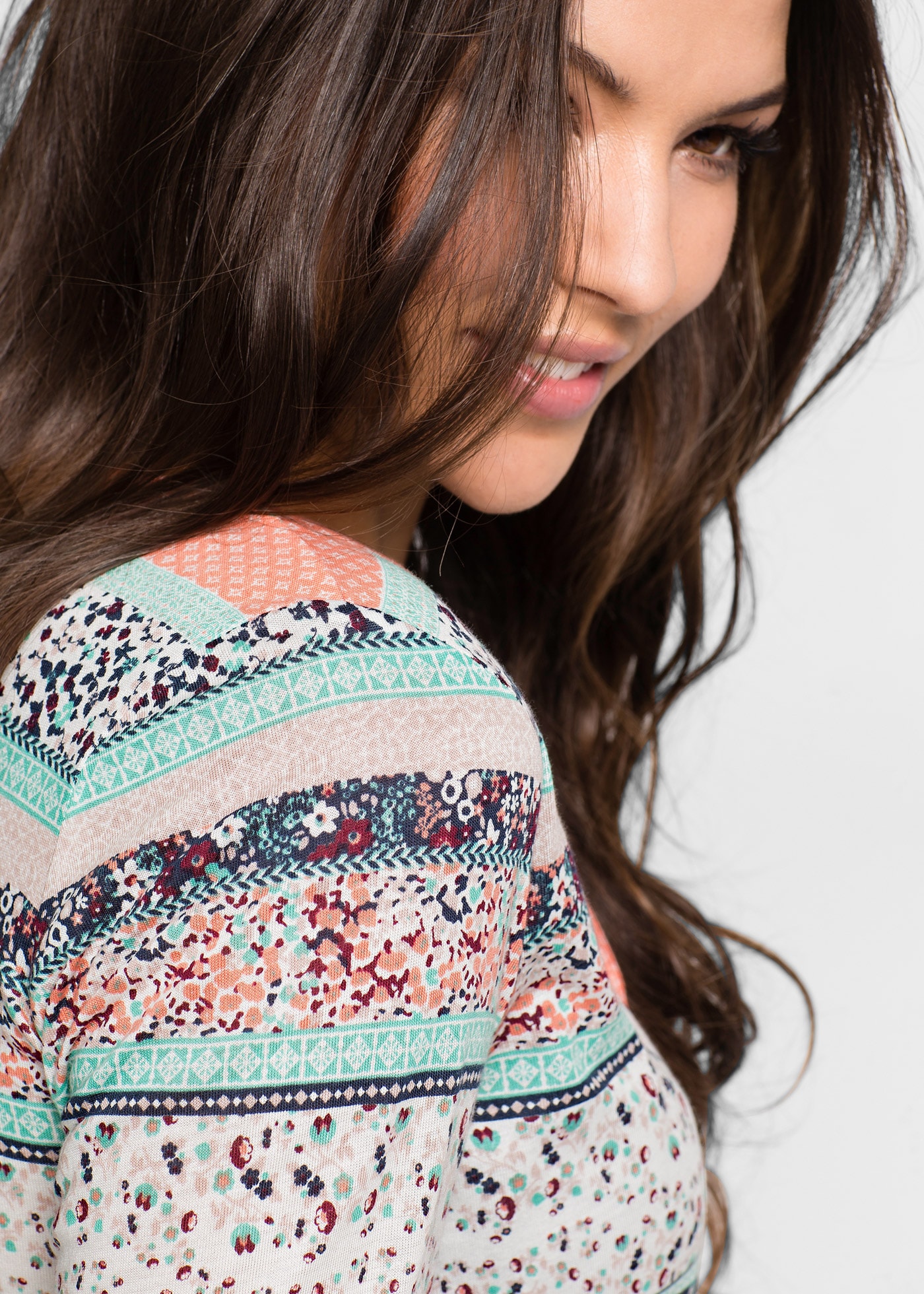 bonprix Tunikashirt Langarm, mit Bindeband am Ausschnitt