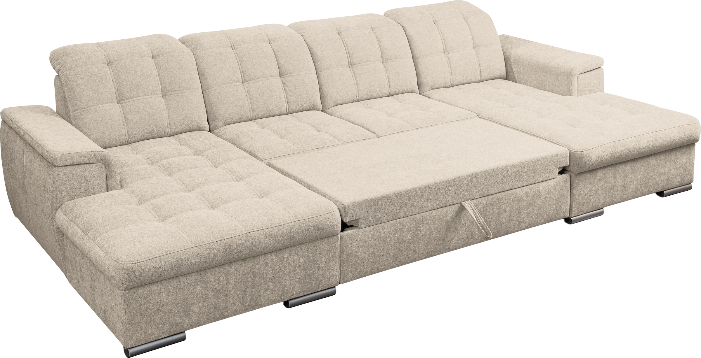 WERK2 Wohnlandschaft »Napoli« verstellbare Kopfteile, mit Schlaffunktion und Bettkasten