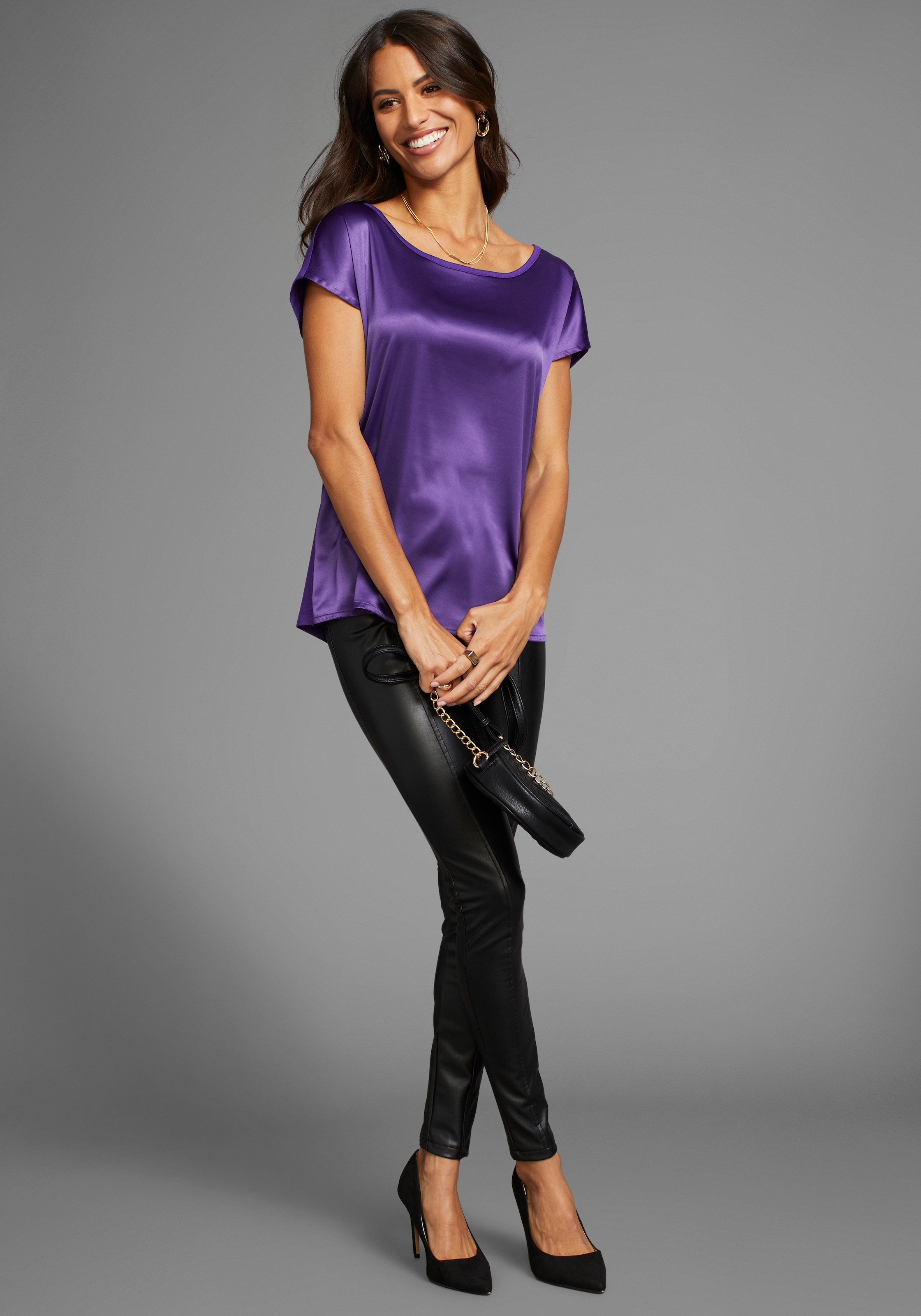 Laura Scott Shirtbluse, aus Satin und Jersey