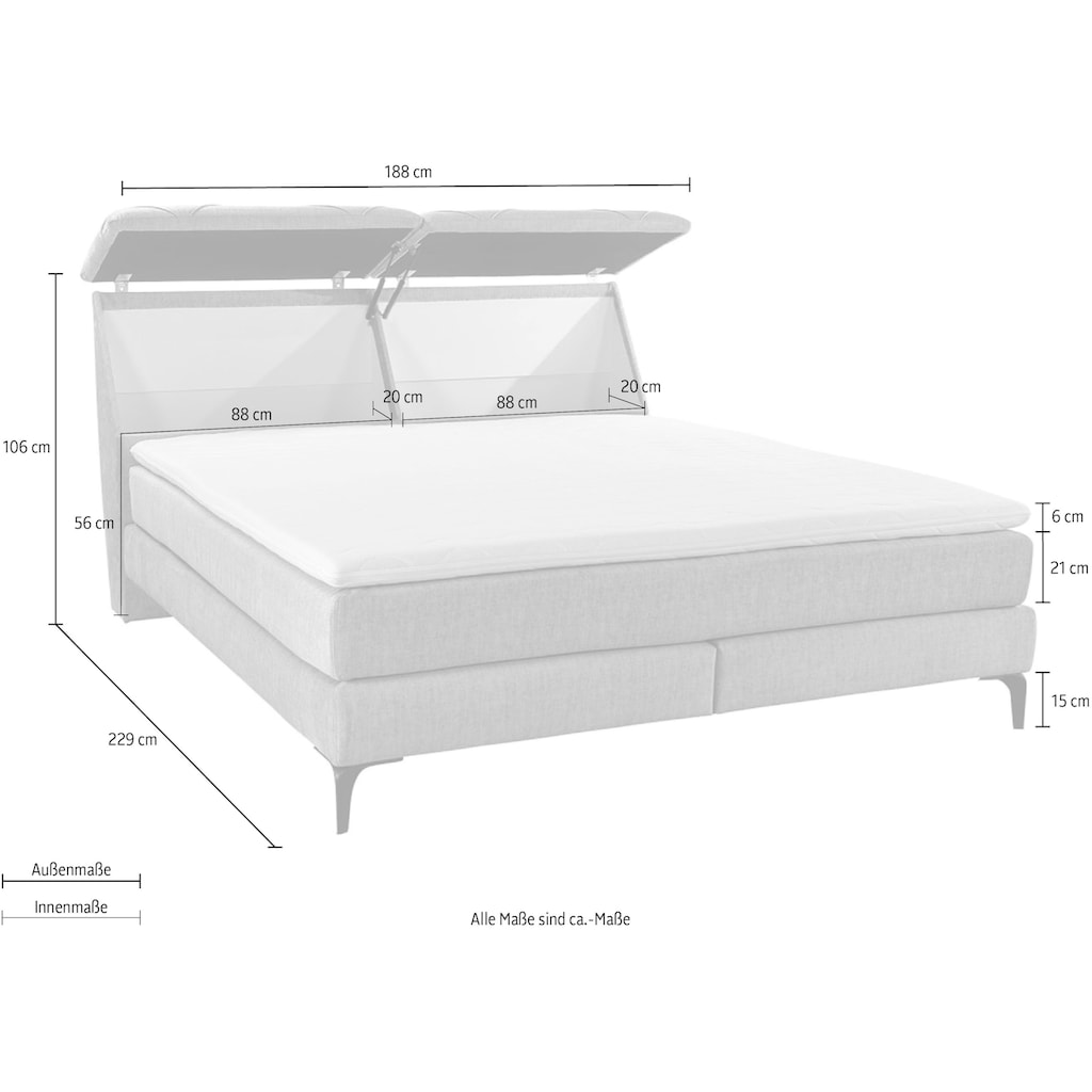 Jockenhöfer Gruppe Boxspringbett »Vivien«, inkl. Stauraum im Kopfteil, 7-Zonen-Tonnentaschen-Federkernmatratze