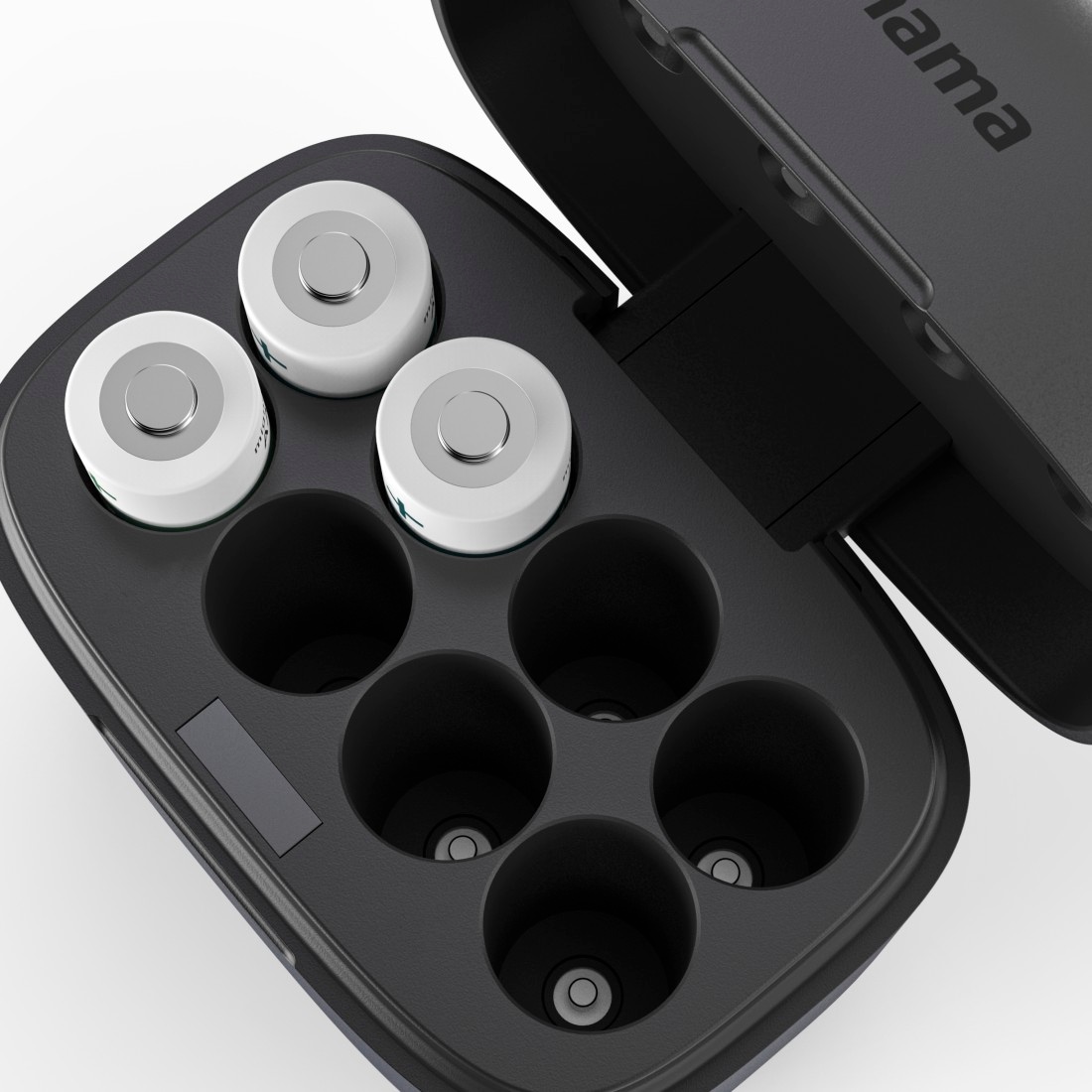 Hama Akku-Ladestation »Akku-Ladebox mit 8 AA Li-Ion-Akkus und USB-C-Anschluss« 8 Einzelladeschächte, Magnetverschluss, LED-Anzeige, Defekterkennung