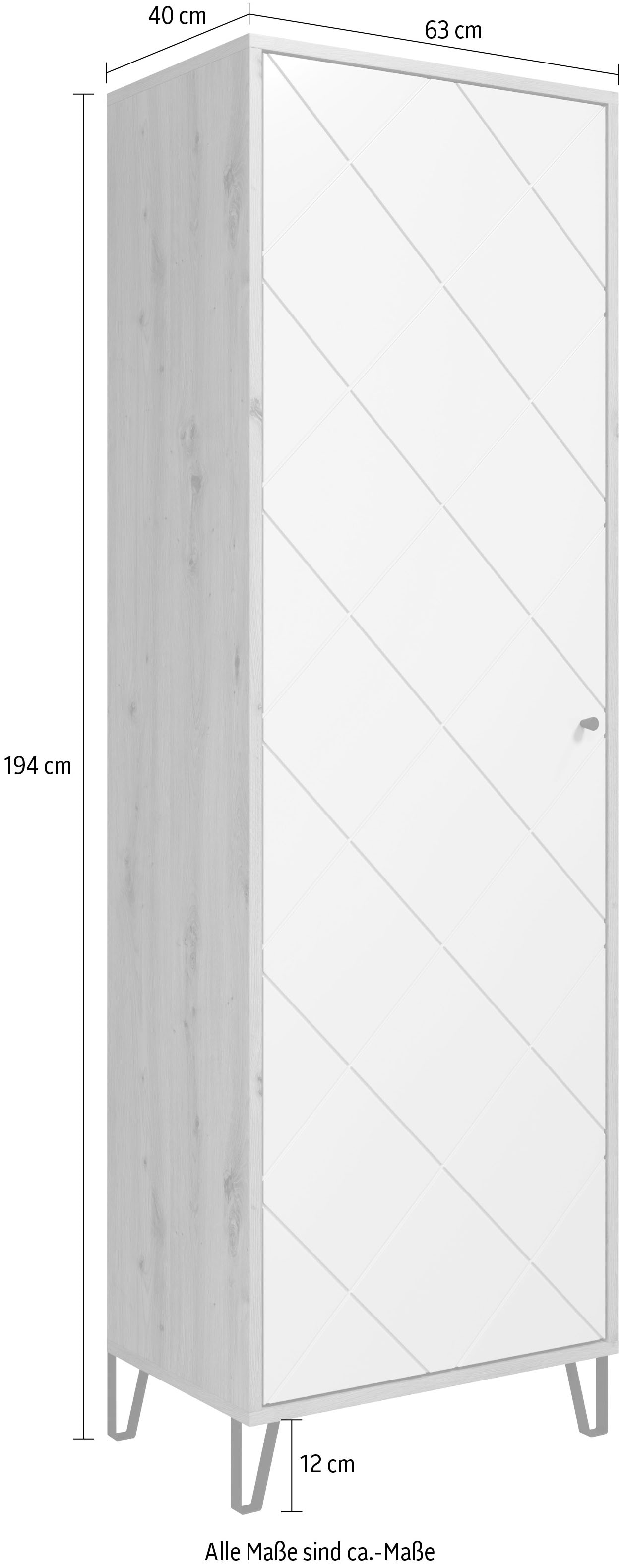 Places of Style Garderobenschrank »Tarragona«, (1 St.), Flurschrank mit ausziehbarer Kleiderstange - (B/T/H) 63/40/194 cm