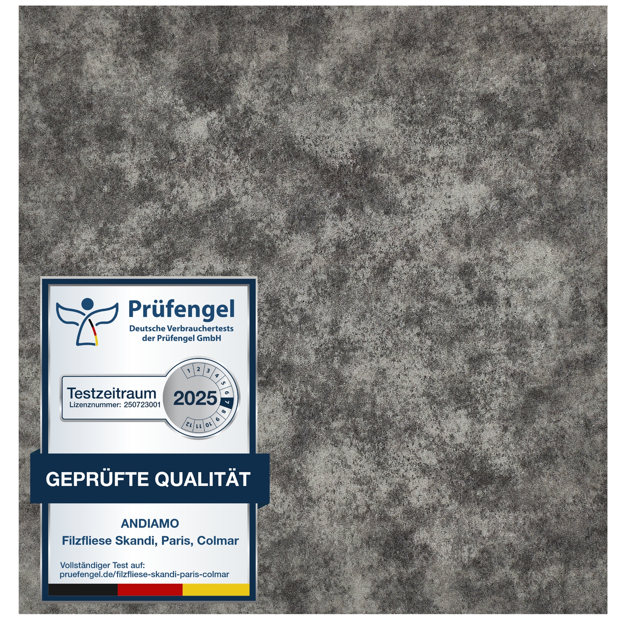 Andiamo Teppichfliese "Colmar Nadelfilz, Gesamthöhe 4 mm" quadratisch 40x40 cm, selbstklebend, robust & strapazierfähig, 25 Stück (4 qm)