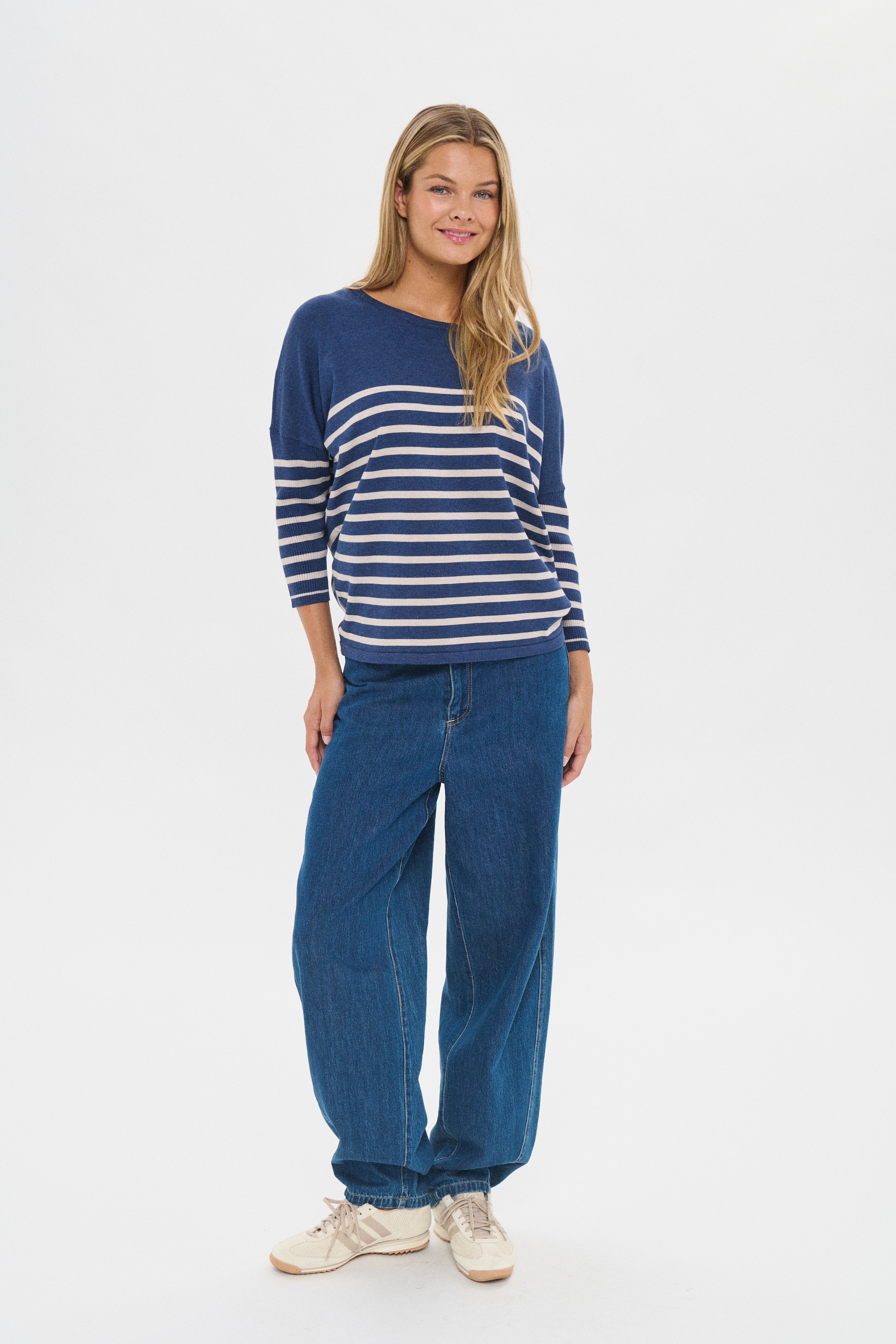 Saint Tropez Strickpullover »MilaSZ R-neck Stripe« Oversize Fit, Feinstrick, Viskosemischung