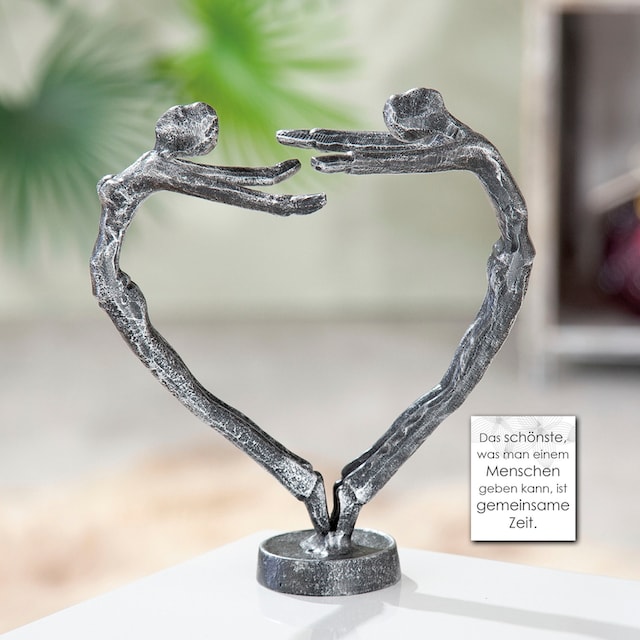 Casablanca by Gilde Dekofigur »Design Skulptur In Love, silber«, (1 St.),  Dekoobjekt, aus Metall, Höhe 15 cm, Herz Form, antikfinish, Wohnzimmer auf  Raten kaufen