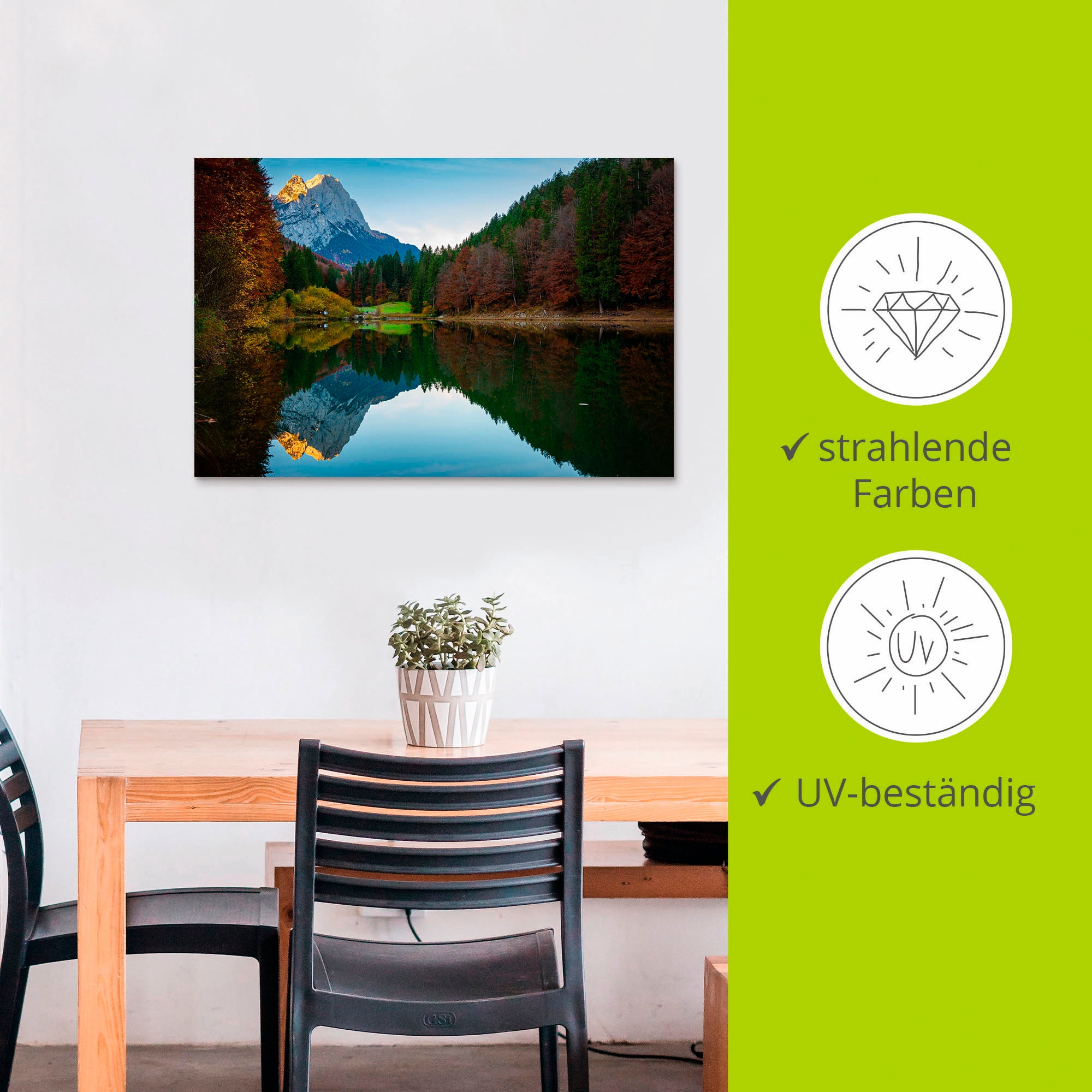 Artland Wandbild »Herbst am Rießersee«, Berge & Alpenbilder, (1 St.), als Alubild, Outdoorbild, Leinwandbild in verschied. Größen