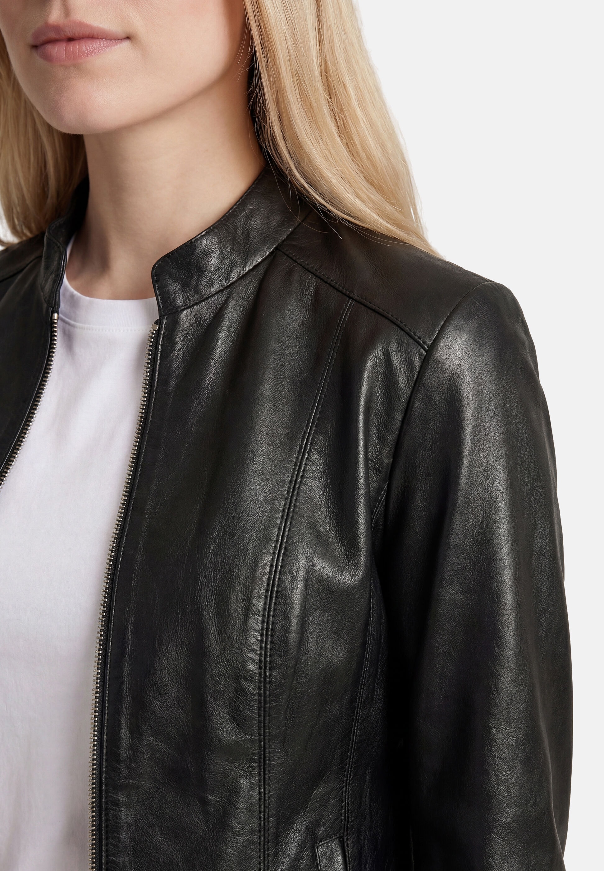 Apple of Eden Lederjacke »Apple of Eden Lederjacke« ohne Kapuze mit Stehkragen
