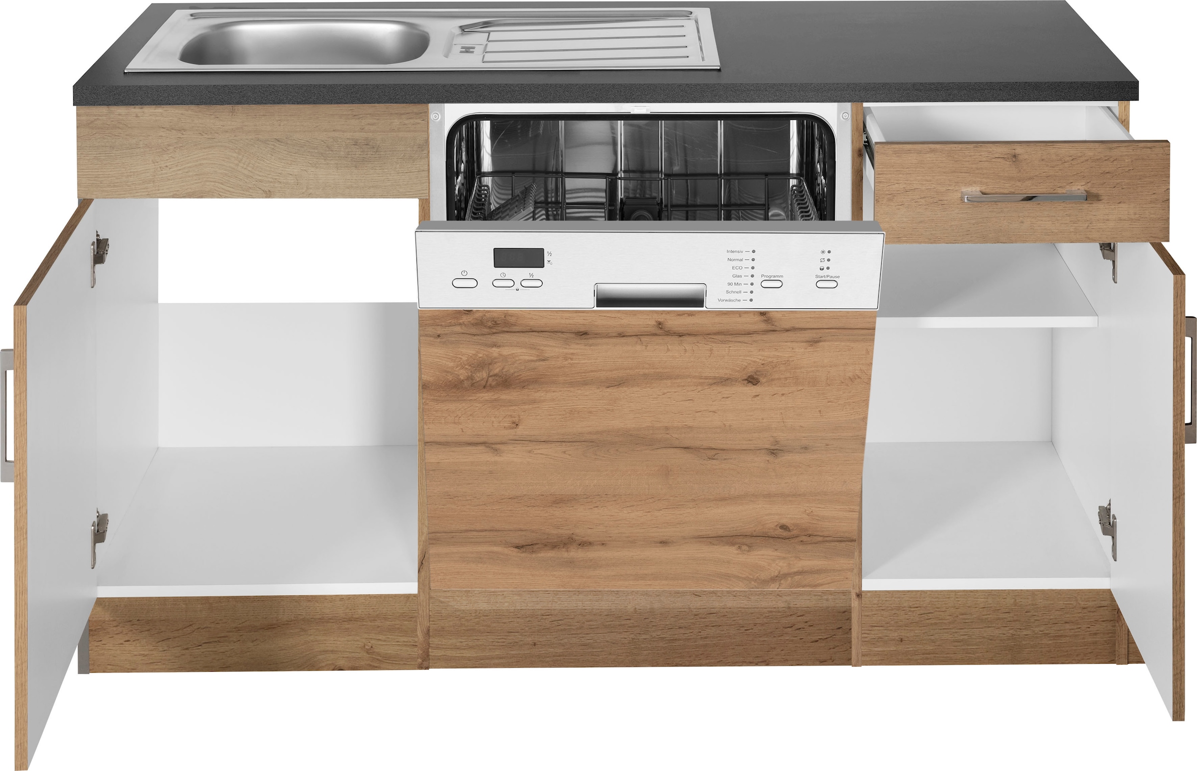 KOCHSTATION Winkelküche »KS-Colmar« mit E-Geräten, Stellbreite 210/360 cm