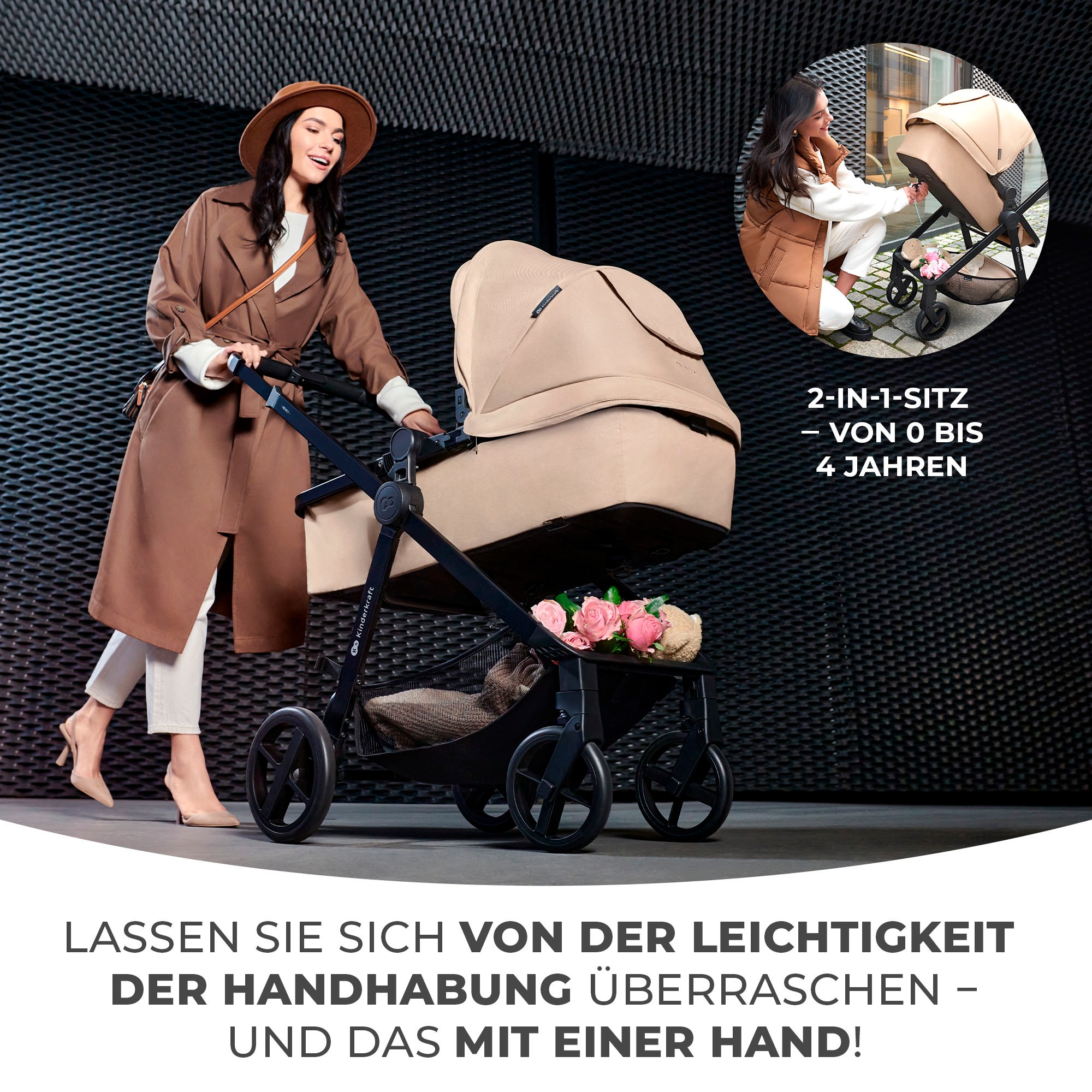 Kinderkraft Kombi-Kinderwagen »NEWLY 4IN1 MINK PRO«, 22 kg