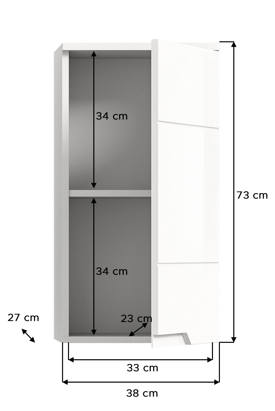 INOSIGN Hängeschrank »CAPRI, Höhe 73 cm, 1 Tür mit Soft-Close-Funktion, 1 Einlegeboden« Badschrank, Schrank, Badhängeschrank