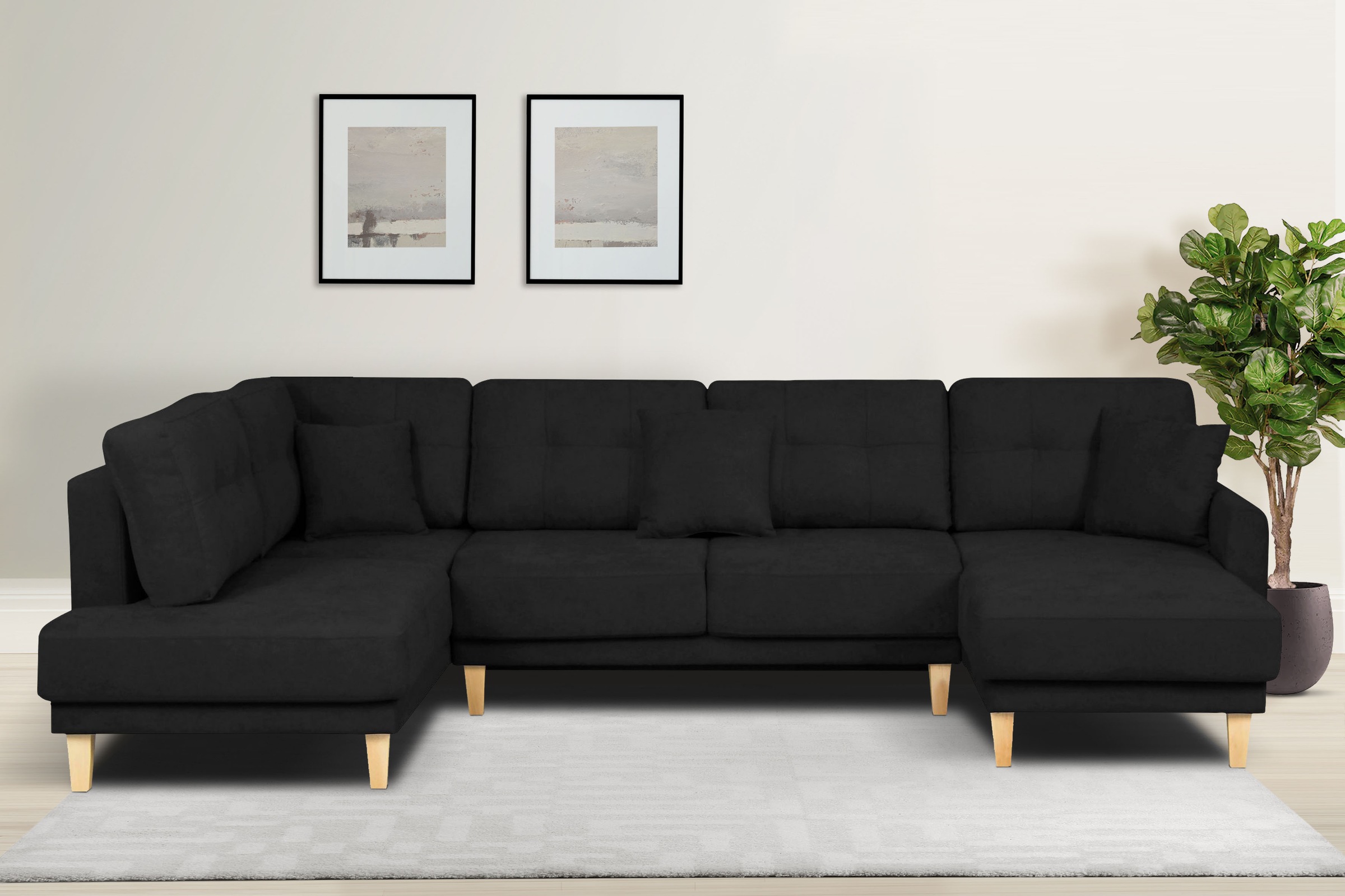 Home affaire Wohnlandschaft »TRIPLO U-Form wahlweise mit Schlaffunktion, B/T/H: 310/192/90 cm« Schlafsofa, auch mit Bettkasten, Steppung im Rückenkissen