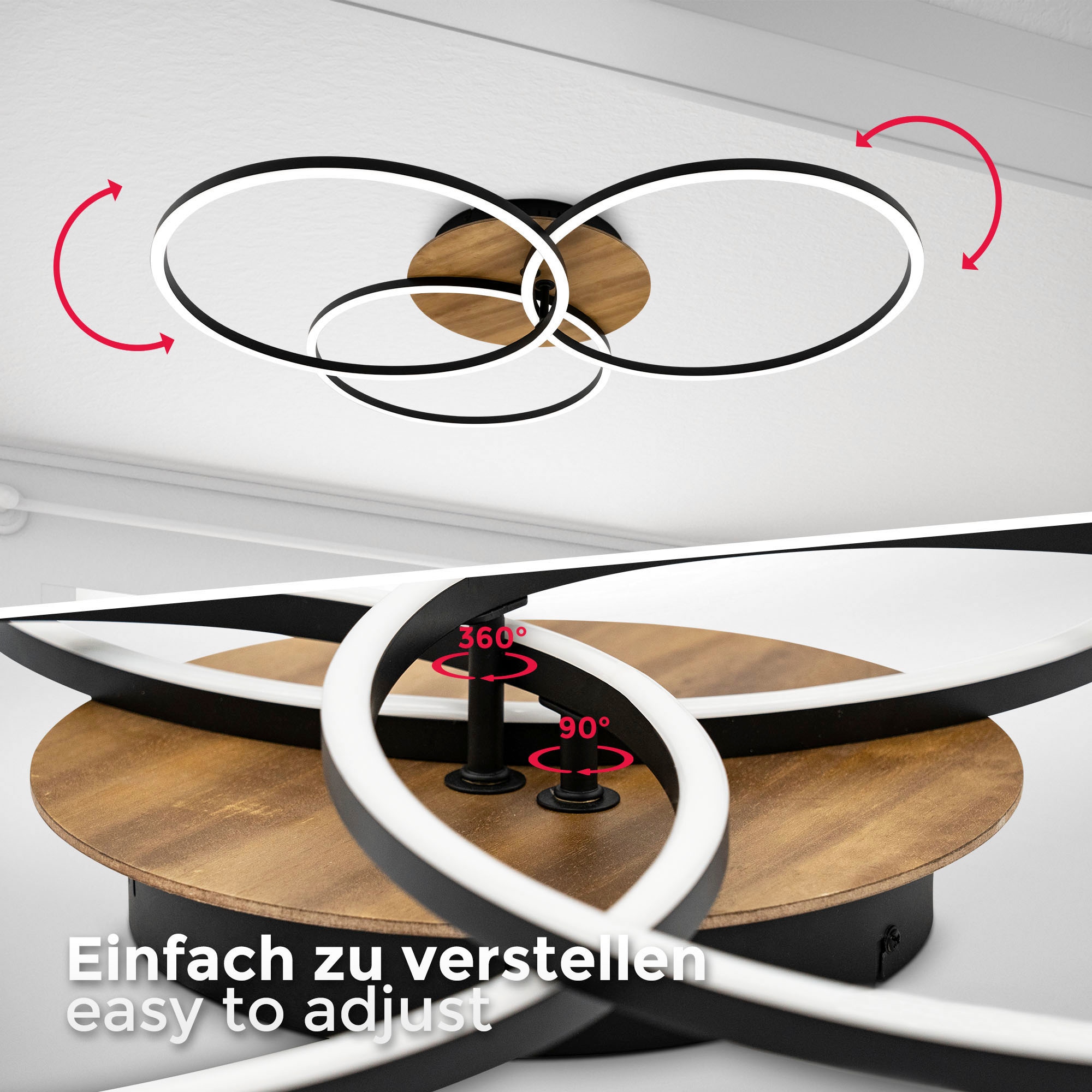 B.K.Licht LED Deckenleuchte, inkl. LED  40 Watt, 4.400lm, 3000K-6500K dimmbar, inkl. Fernbedienung, inkl. Nachtlicht