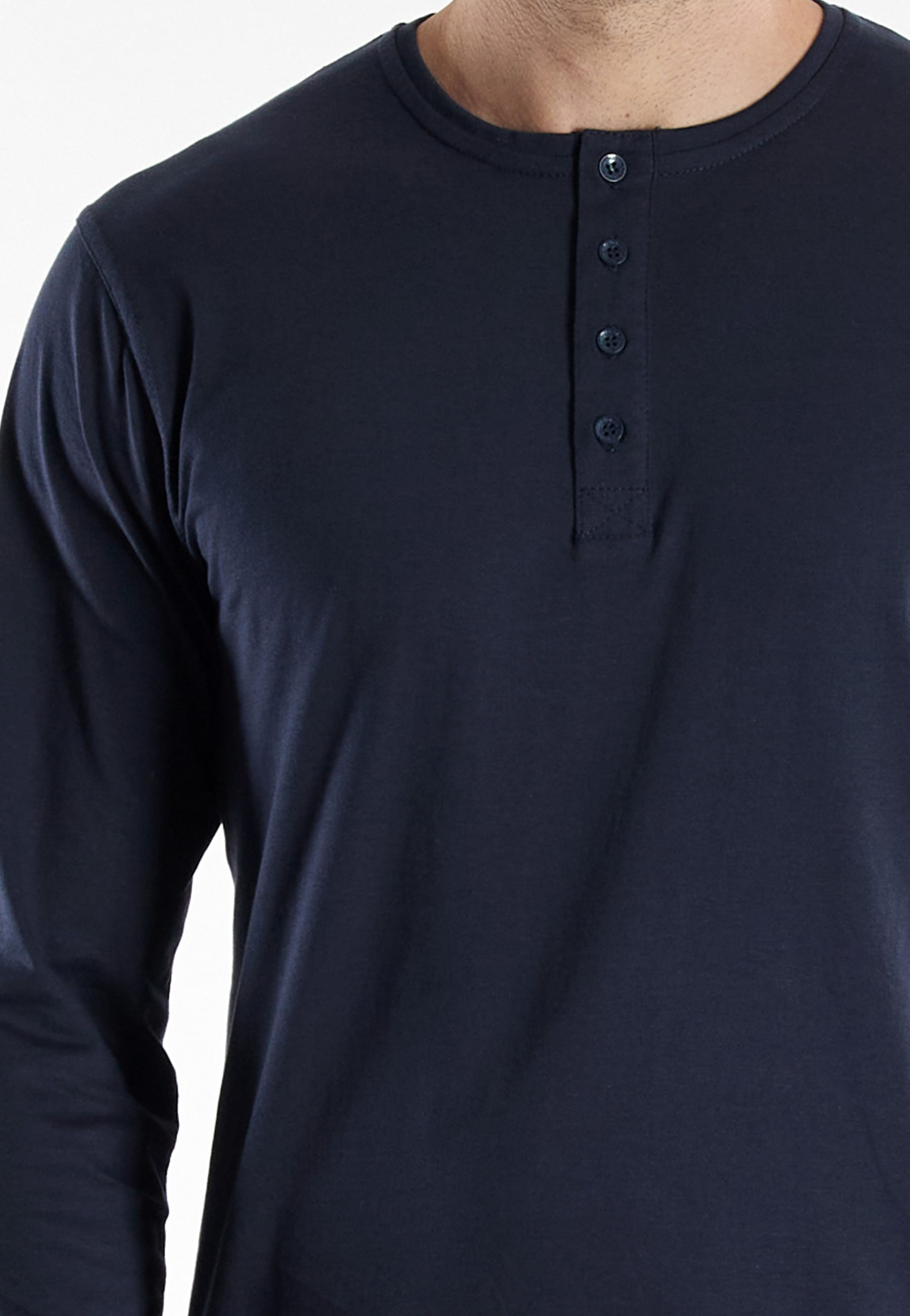 TOM TAILOR Langarmshirt »Cansas« mit Knopfleiste, Rundhalsausschnitt, Langarm, basic, bequem, elastisch