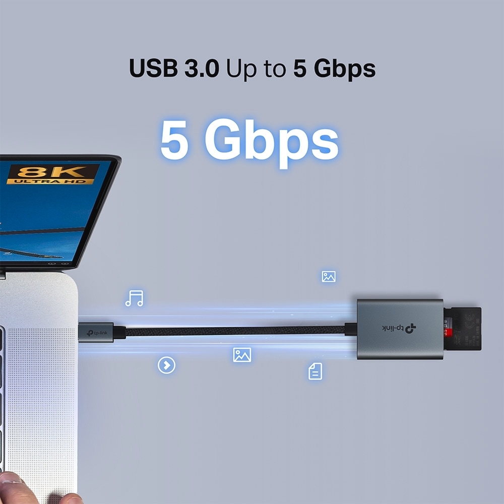TP-Link USB-Adapter »UA440C USB3.0 Type-C zu SD & microSD 4.0«, USB-C zu MicroSD-Card, 15 cm