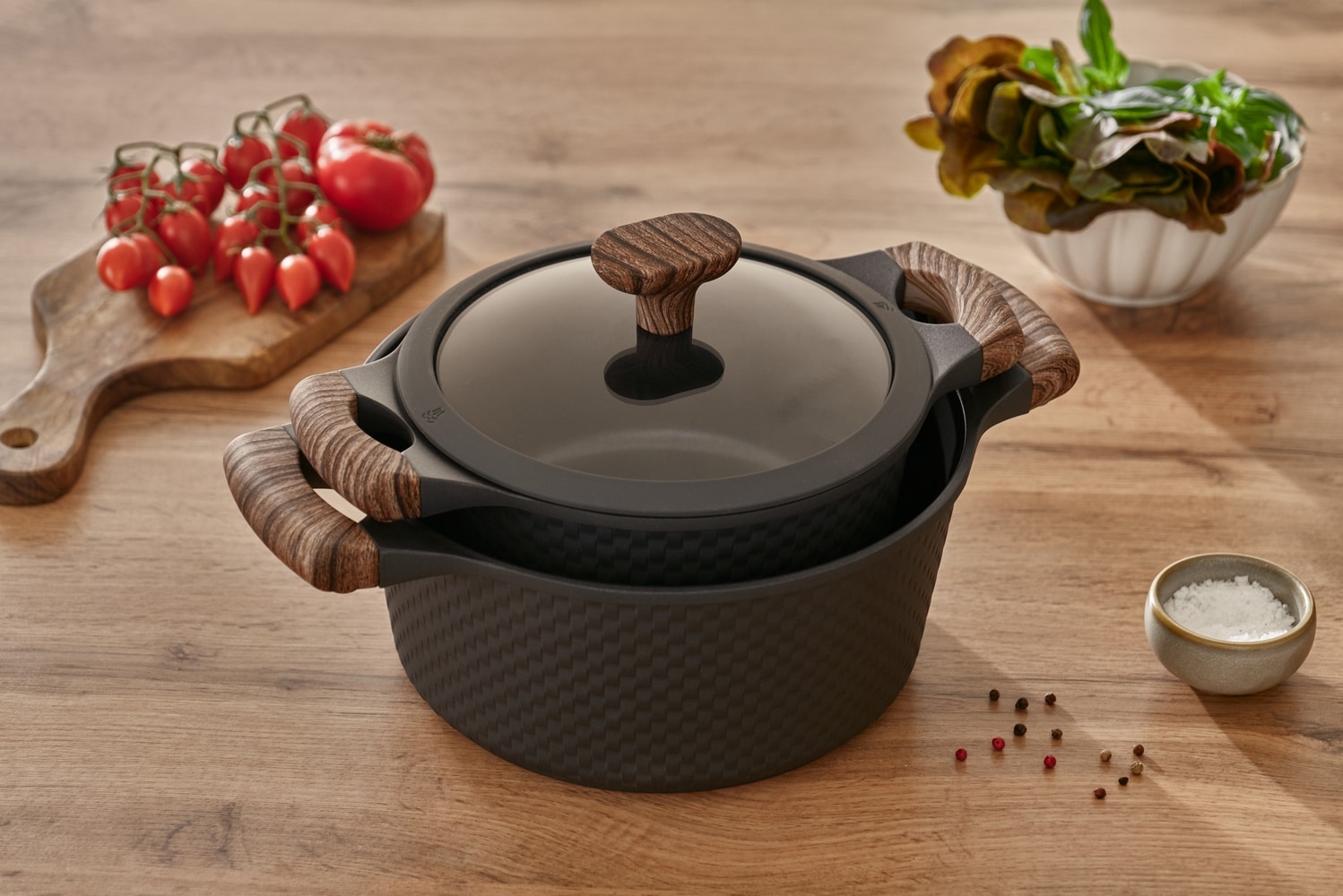 RESTO Kitchenware Bratentopf »Ran, Kochtopf antihaftbeschichtet und spülmaschinenfest« 2 Stk. tlg. Aluminiumguss