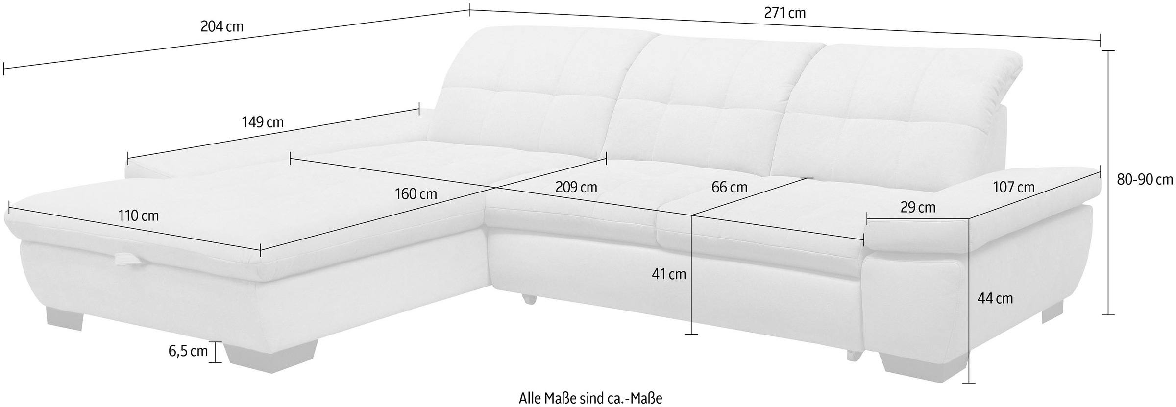 alina Ecksofa »Salima« Inklusive Rückenlehnenverstellung