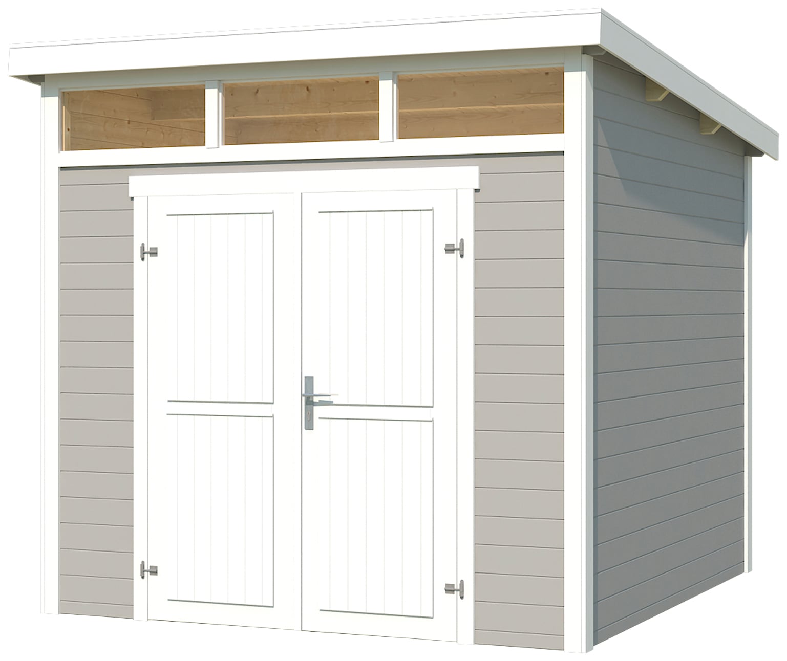 LASITA MAJA, Gartenhaus »Kibo 3« Blochbohlenhaus 28mm, Fundamentmass 2500x2500, Lichtgrau, lichtgrau, Holzwerkstoff, ohne Fußboden, lichtgrau