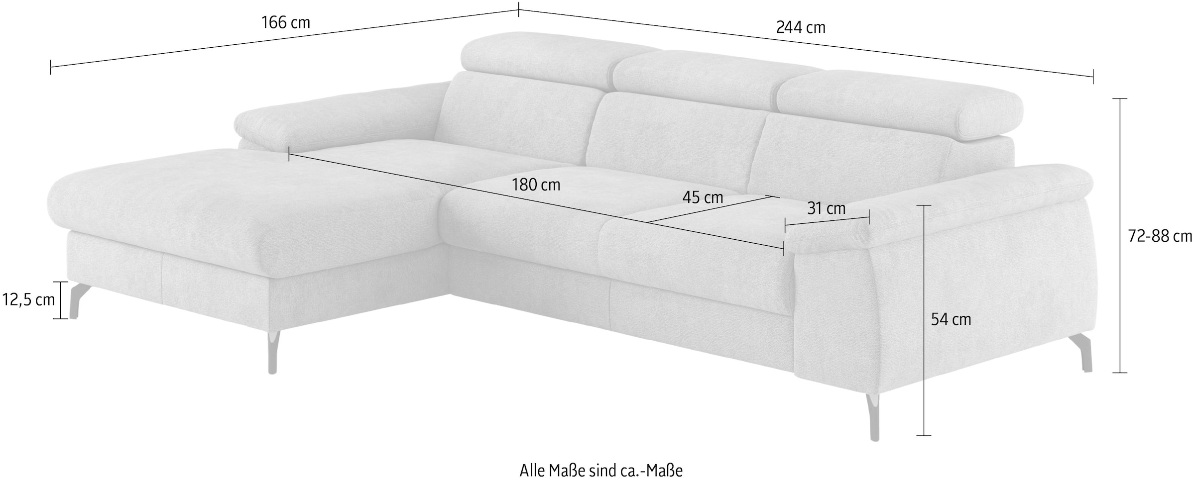 COTTA Ecksofa »Kitty L-Form«, inkl. Kopfteilverstellung, optional mit Bettfunktion u. Bettkasten