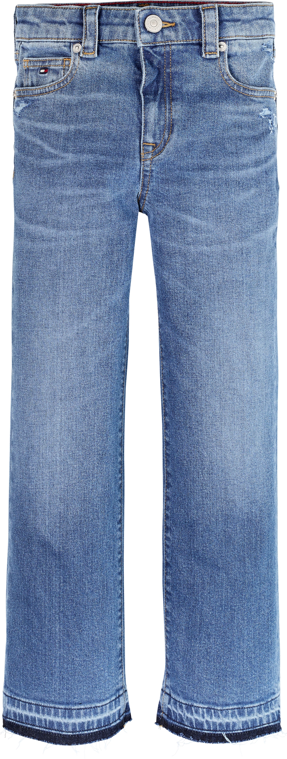 Tommy Hilfiger Weite Jeans »GIRLFRIEND MID WASH«, in mittelblauer Waschung, mit Logo-Badge