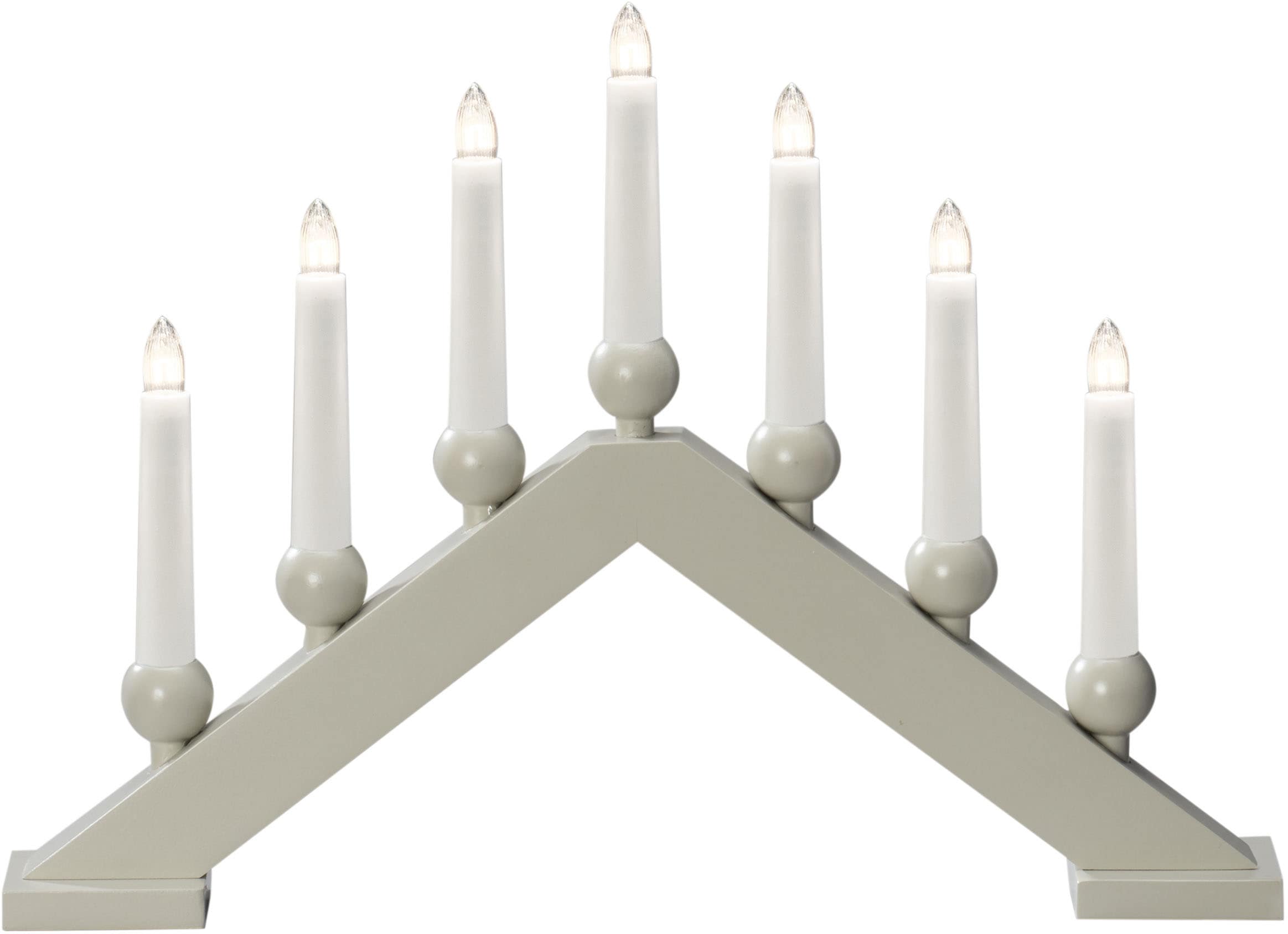 KONSTSMIDE Fensterleuchter »Holzleuchter, Weihnachtsdeko«, Leuchtmittel E10 | Leuchtmittel wechselbar, mit an/aus Schalter, 7 klare Birnen