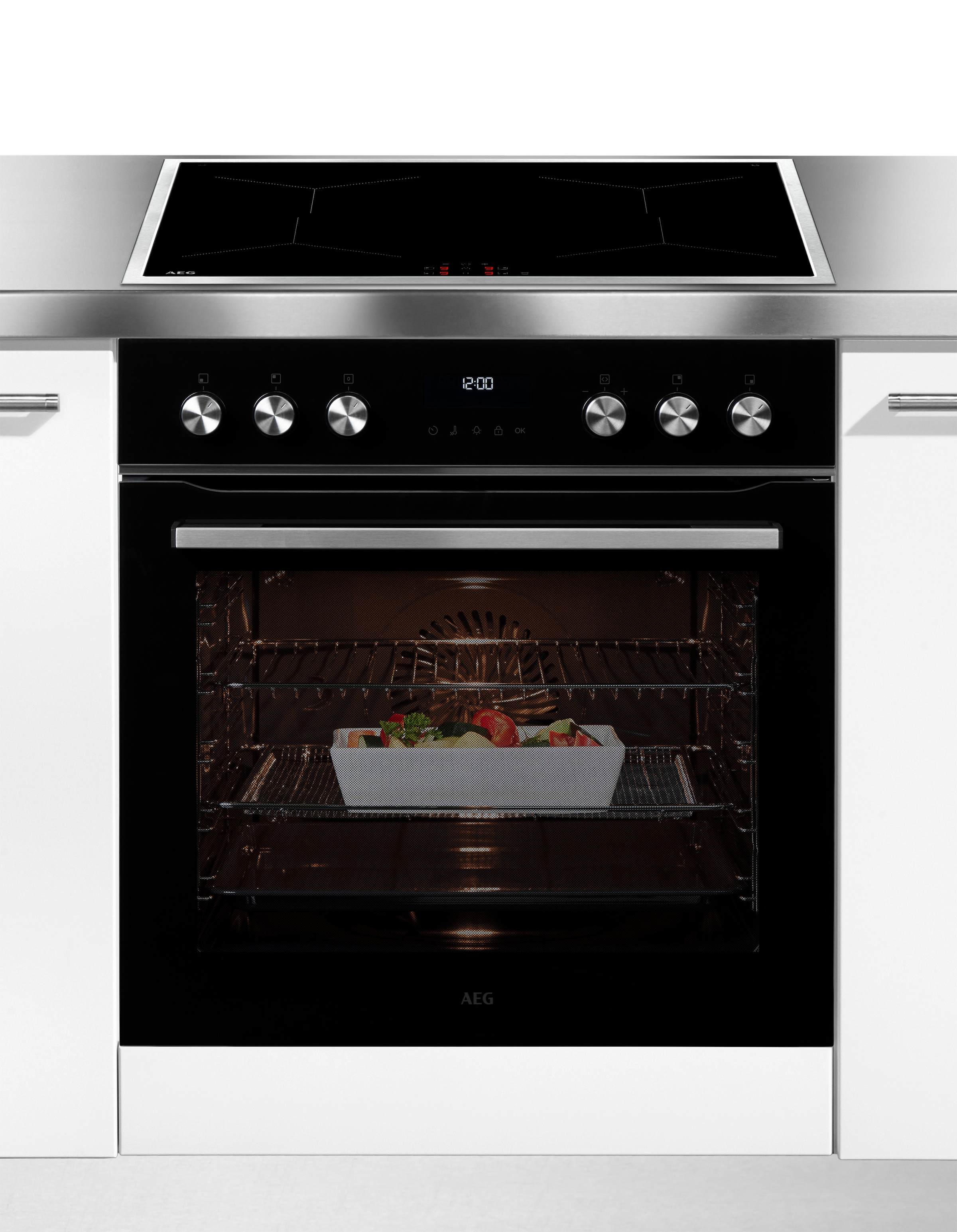 AEG Elektro-Herd-Set Serie 5000 »HH24HSPI«, Pyrolyse-Selbstreinigung, AirFry, Pyrolyse, LED-Touch, 4 flexible Kochzonen, Made in Germany