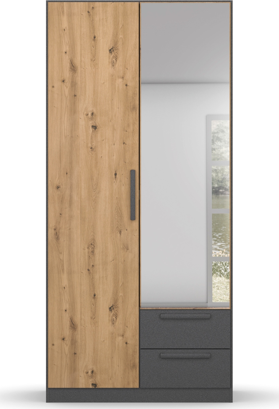 rauch Drehtürenschrank »StyleUp« Typ Dark & Wood mit trendigen farblich abgesetzten Griffen