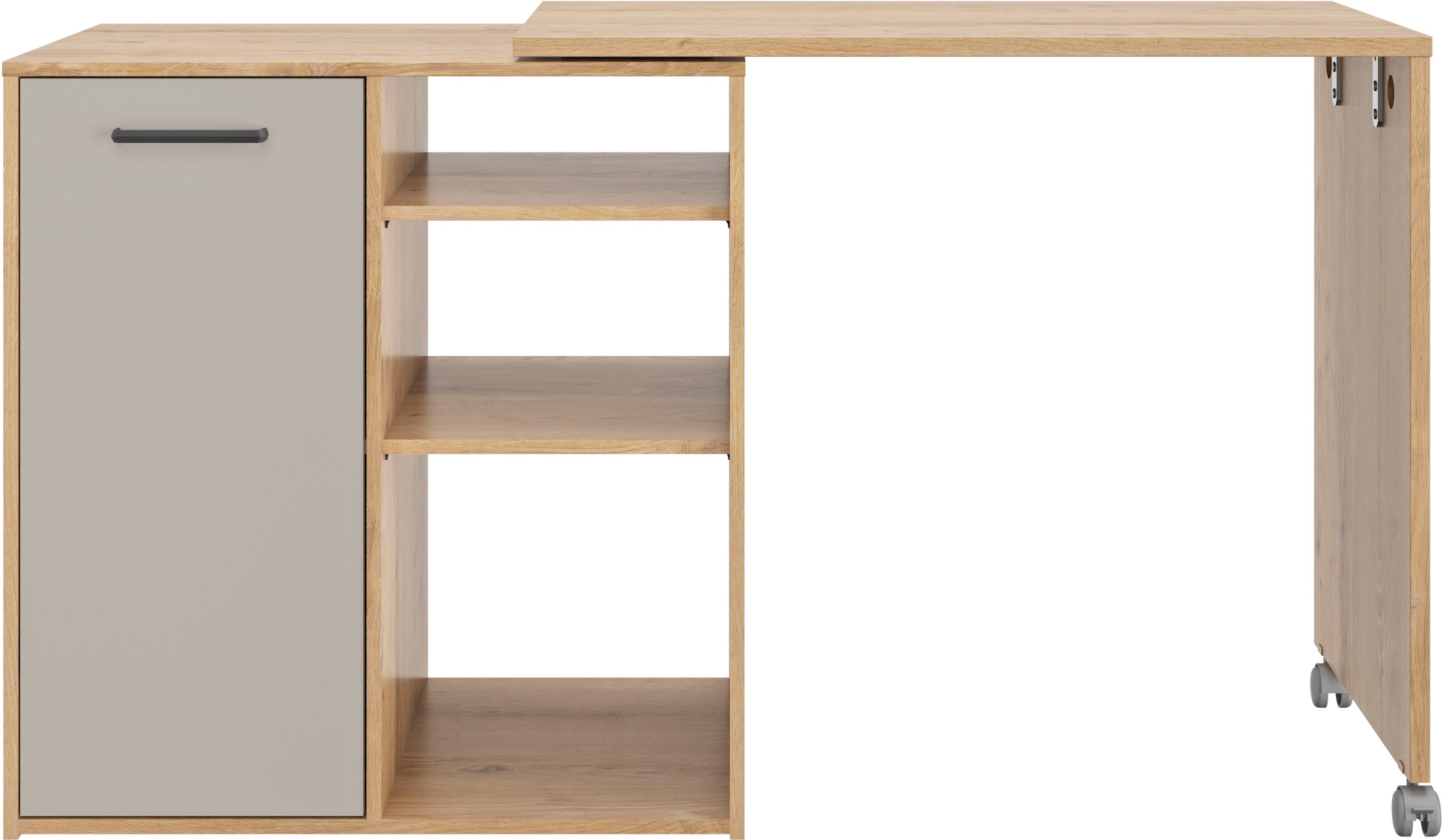 Gami, Küchenbuffet »Eden Mobiler Küchenblock mit Drehfunktion« Mobiler Küchenblock mit Drehfunktion, ohne Elektrogeräte, Eiche Silva Nachbildung / 