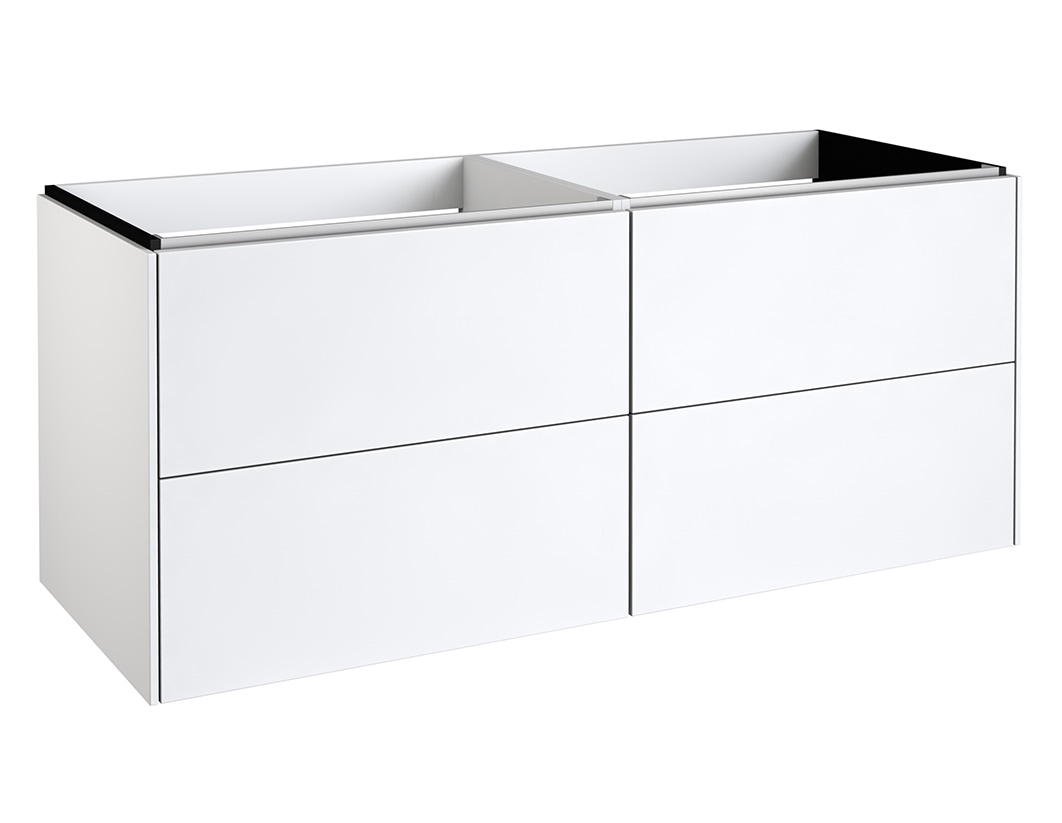 welltime Doppelwaschtisch »D-Line«, Badmöbel mit 2 Keramik Waschbecken, Soft-Close, Breite 121 cm