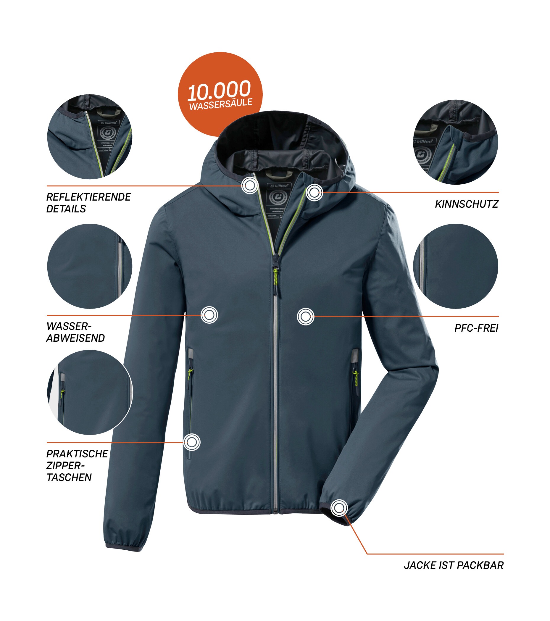 Killtec Funktionsjacke »KOS 167 BYS JCKT«, Ultraleichte, wasserabweisende Kids-Jacke, packbar, reflektierend