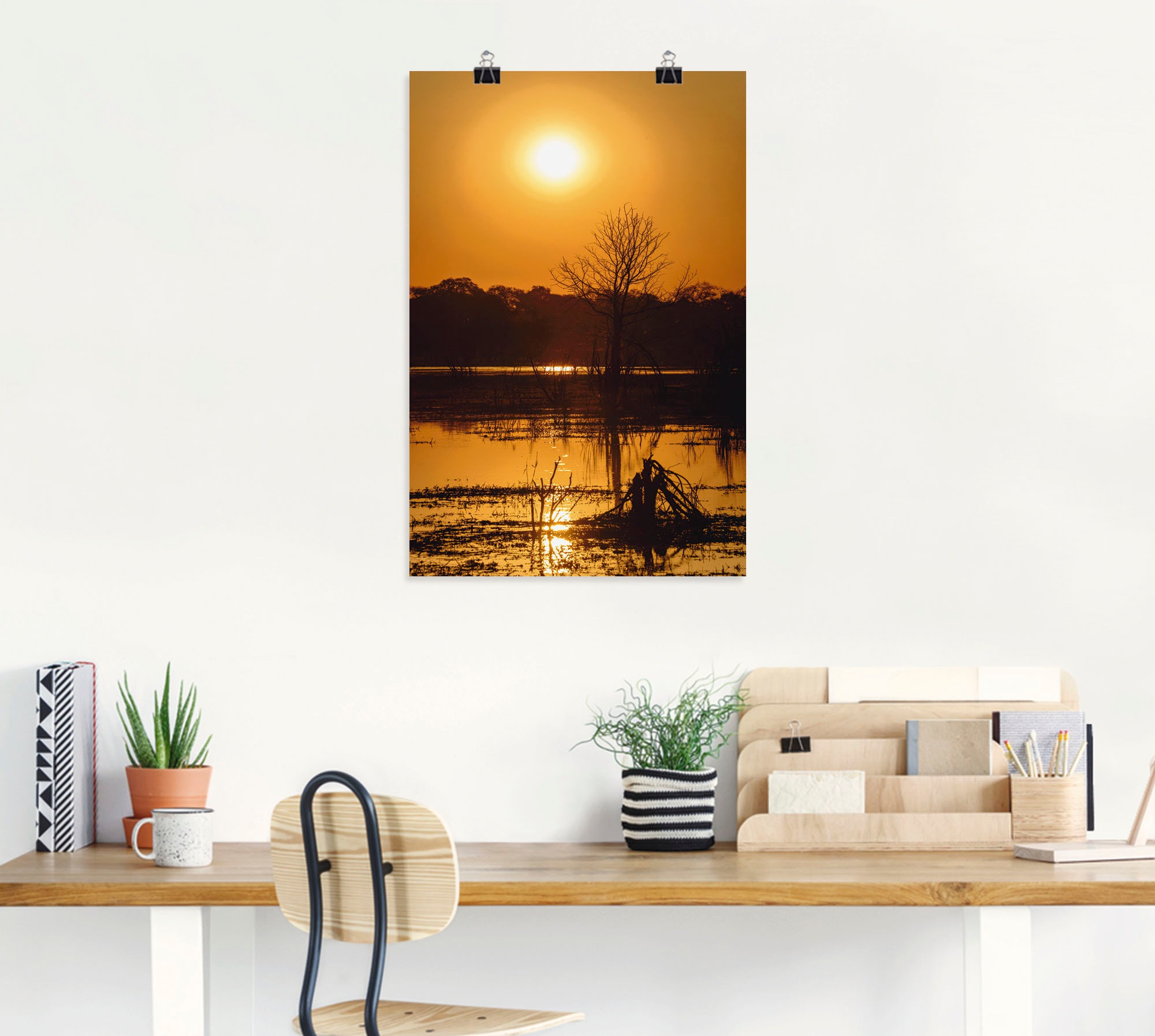 Artland Poster »Sonnenuntergang II«, Afrika, (1 St.), als Alubild, Leinwandbild, Wandaufkleber oder Poster in versch. Größen