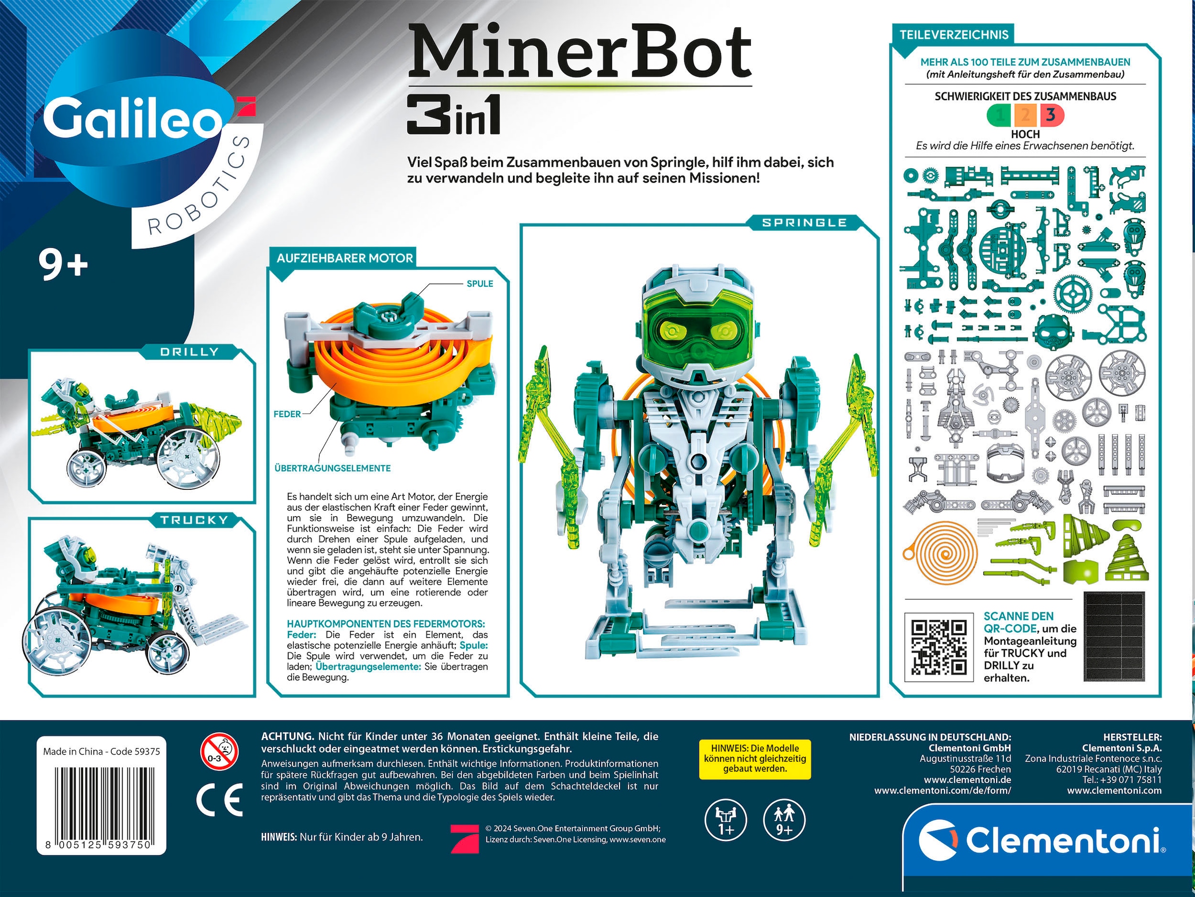 Clementoni® Roboter »Galileo Robotics, MineBot 3in1« Made in Europe