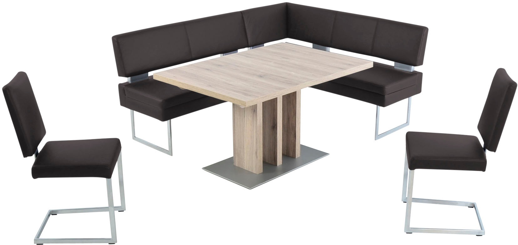 K+W Komfort & Wohnen Essgruppe 4 Stk. tlg. langer Schenkel links oder rechts, 2 Freischwinger, 1 Funktionstisch