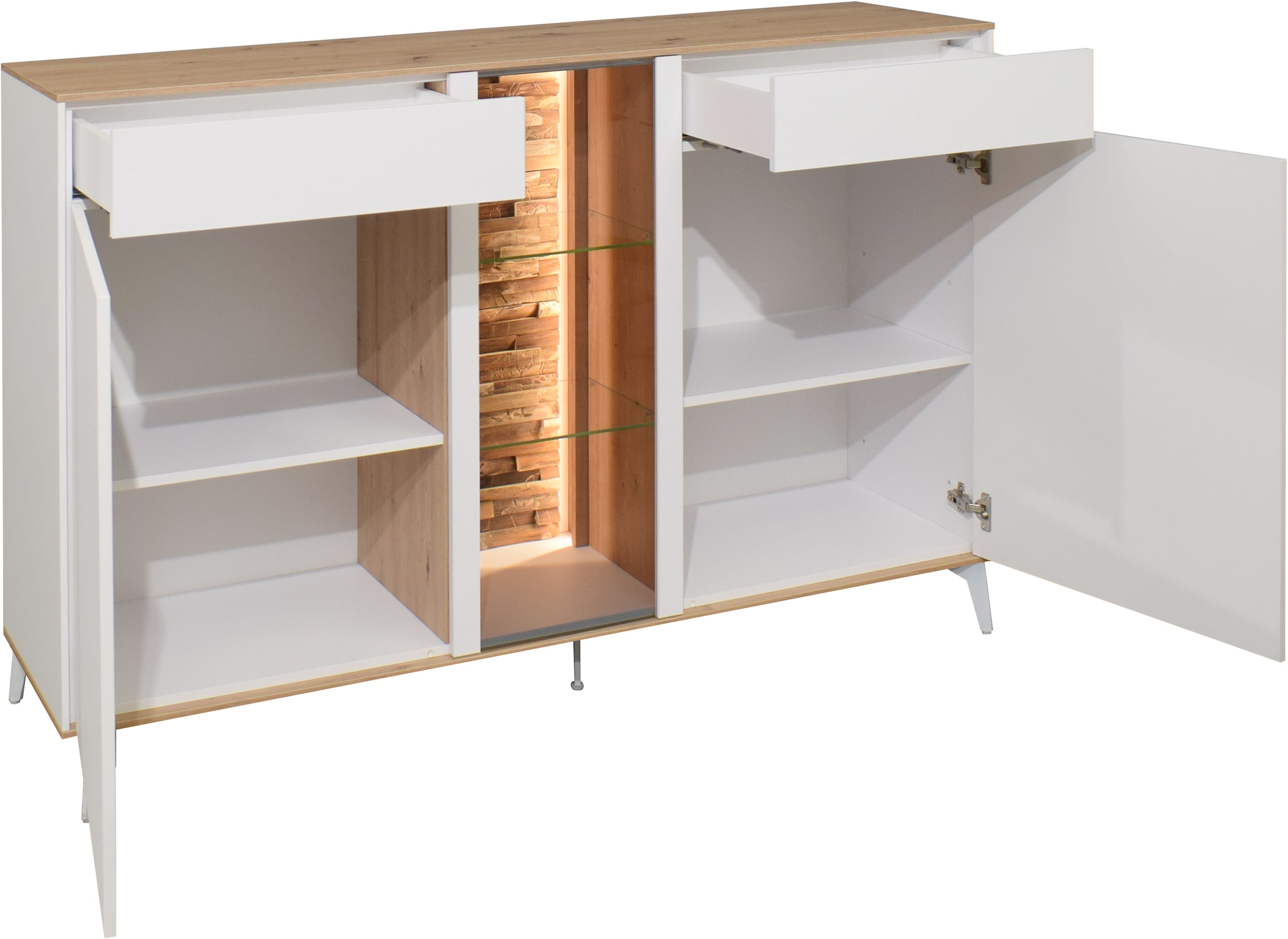 Mäusbacher Kommode Faro Sideboard 159 cm,  inkl. Beleuchtung, Push to open, Metallfüße