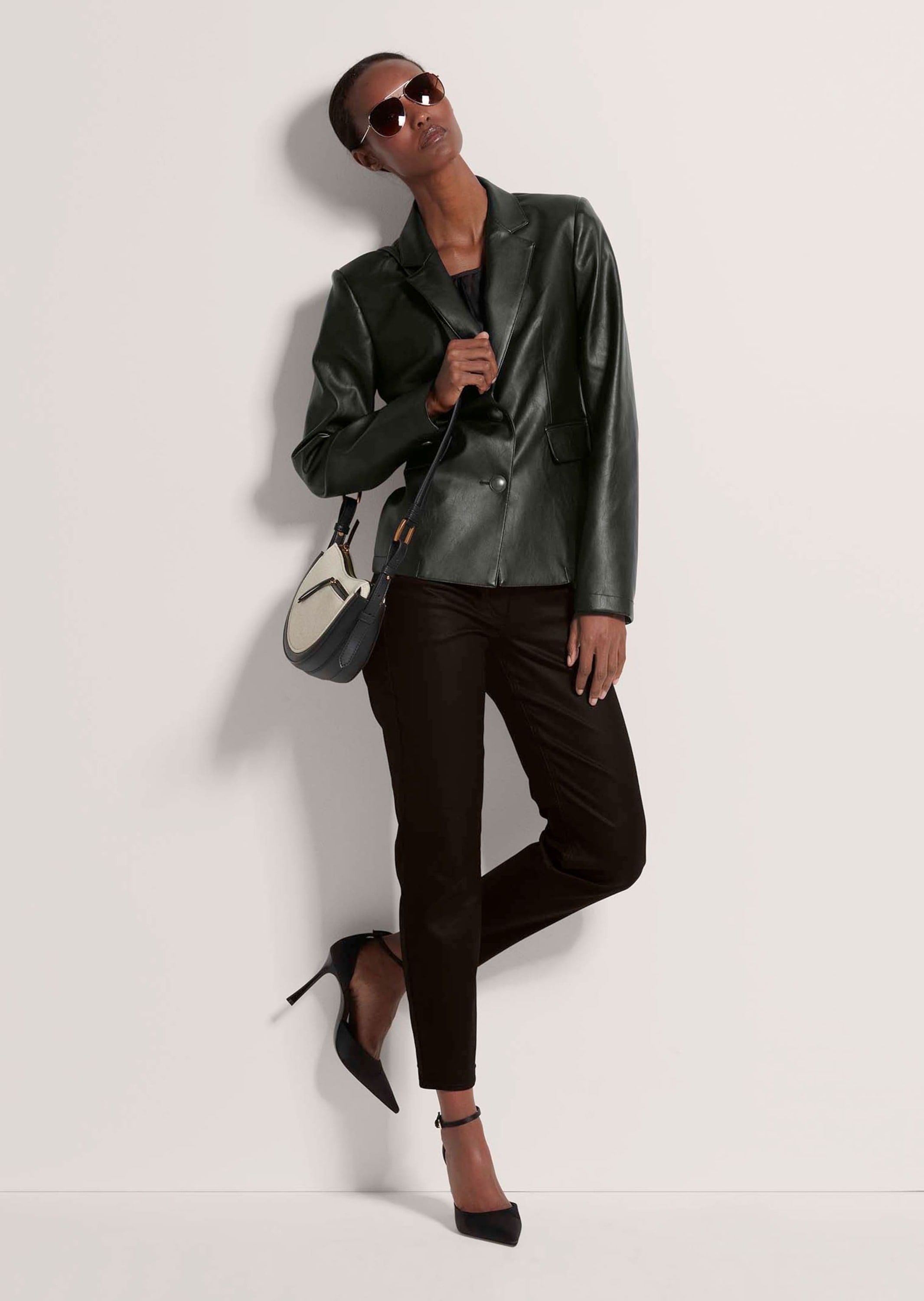 MADELEINE Jackenblazer »Lederblazer Blazer aus Leder-Imitat«