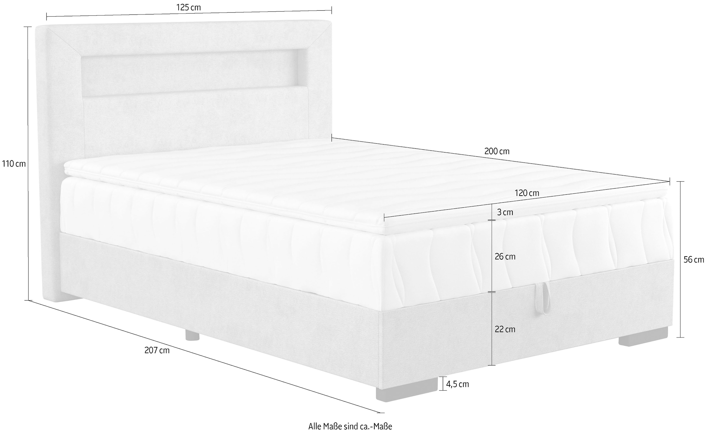 COTTA Boxbett »Kelly«, Bequemes Boxspringbett mit LED-Licht