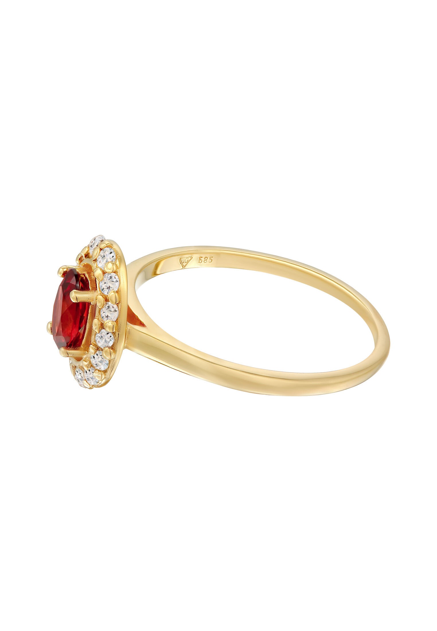Elli Premium Silberring »Ring Granat Topas Klassik 585 Gelbgold«