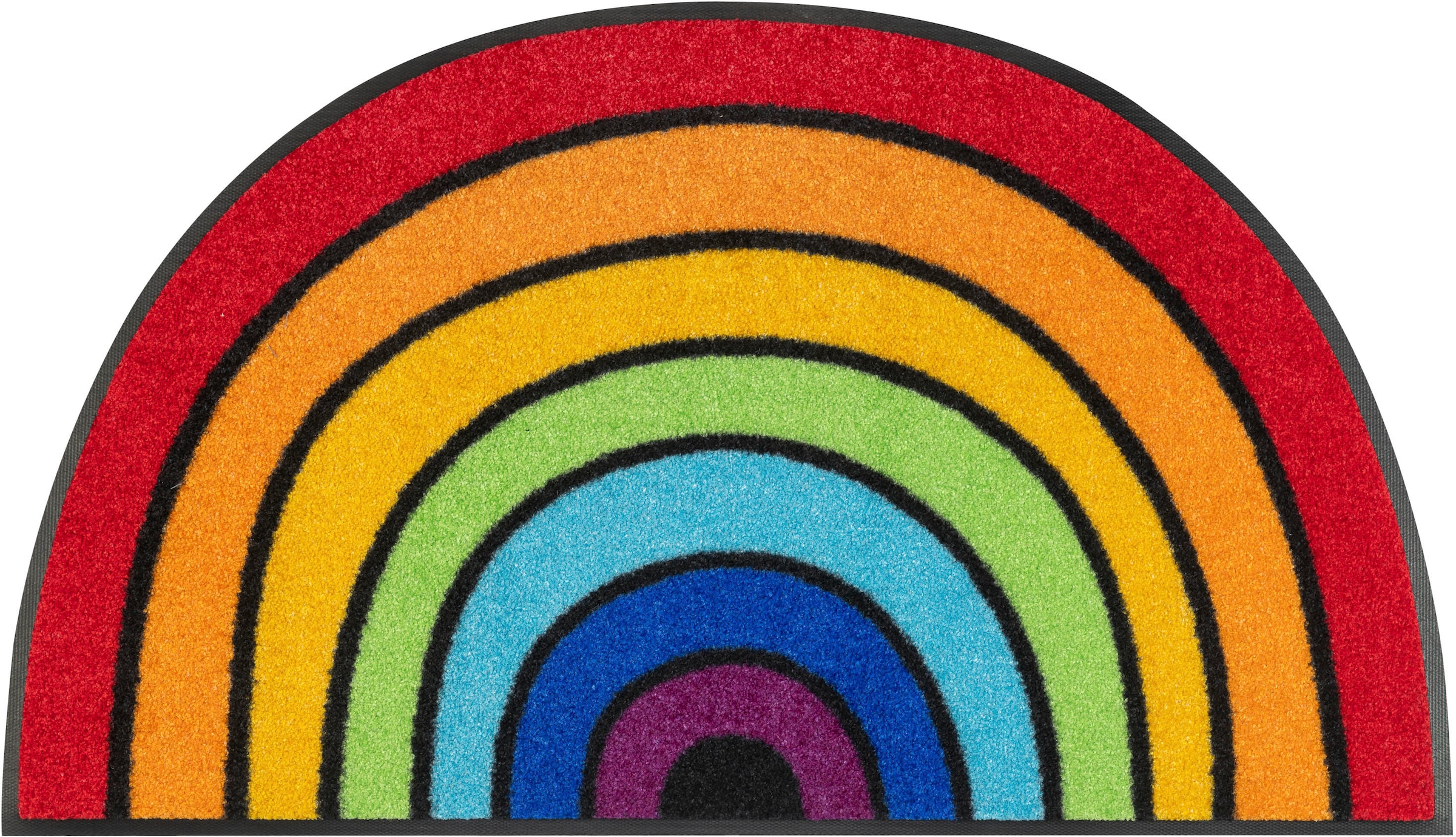 Schmutzfangmatte, Outdoor wash+dry In- geeignet, by und Kleen-Tex halbrund, Fußmatte Motiv »Round waschbar Regenbogen, Rainbow«,