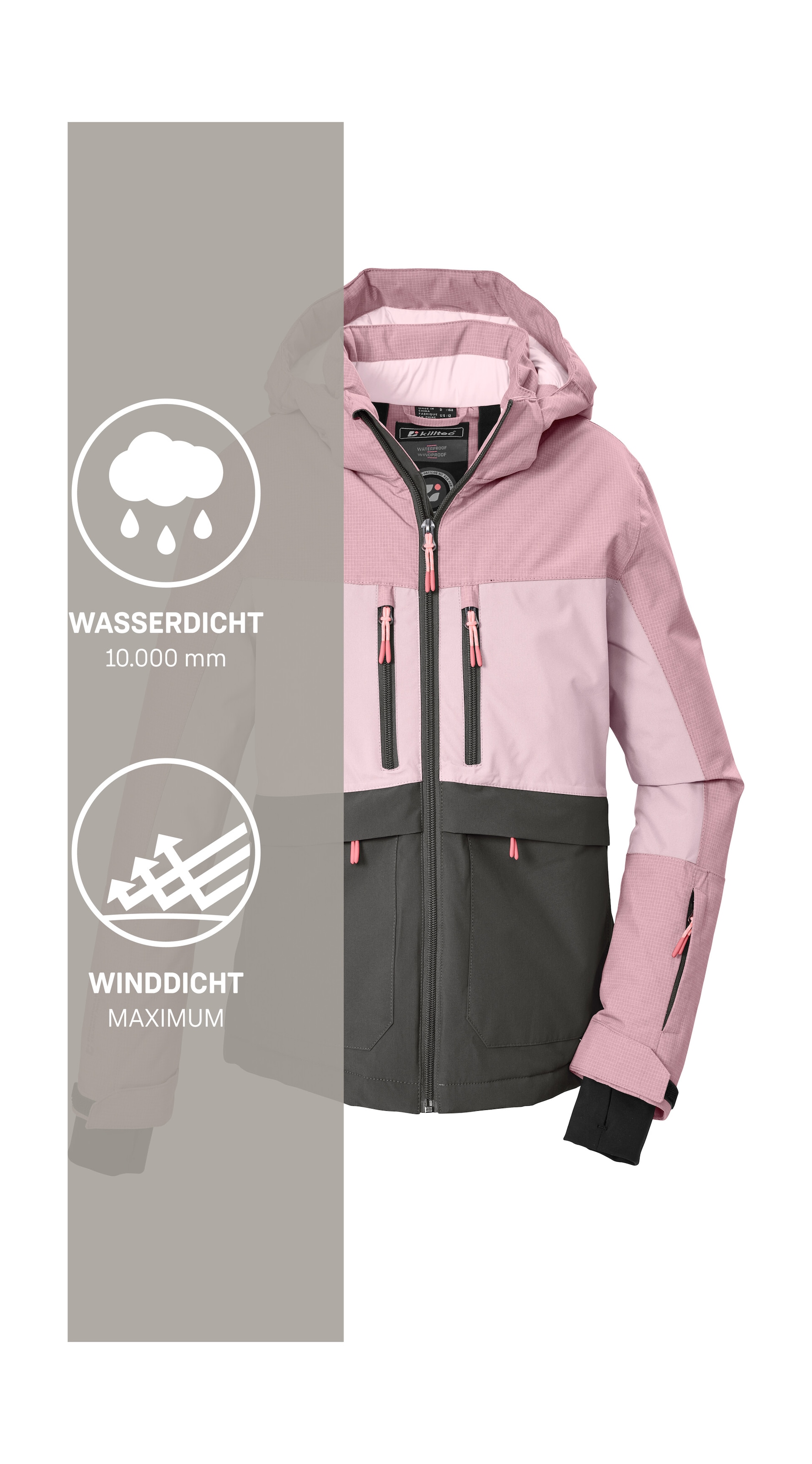 Killtec Funktionsjacke »KOW 160 GRLS JCKT« Wind- und wasserdicht, reflektierend, abnehmbare Kapuze