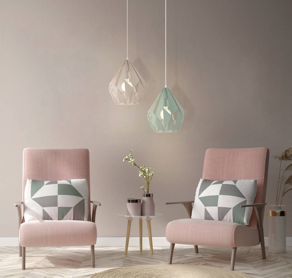 EGLO Hängeleuchte »CARLTON-P« E27 1 Stk. Vintage Pendelleuchte, Retro Hängelampe, Stahl, Pastell apricot, Ø31cm