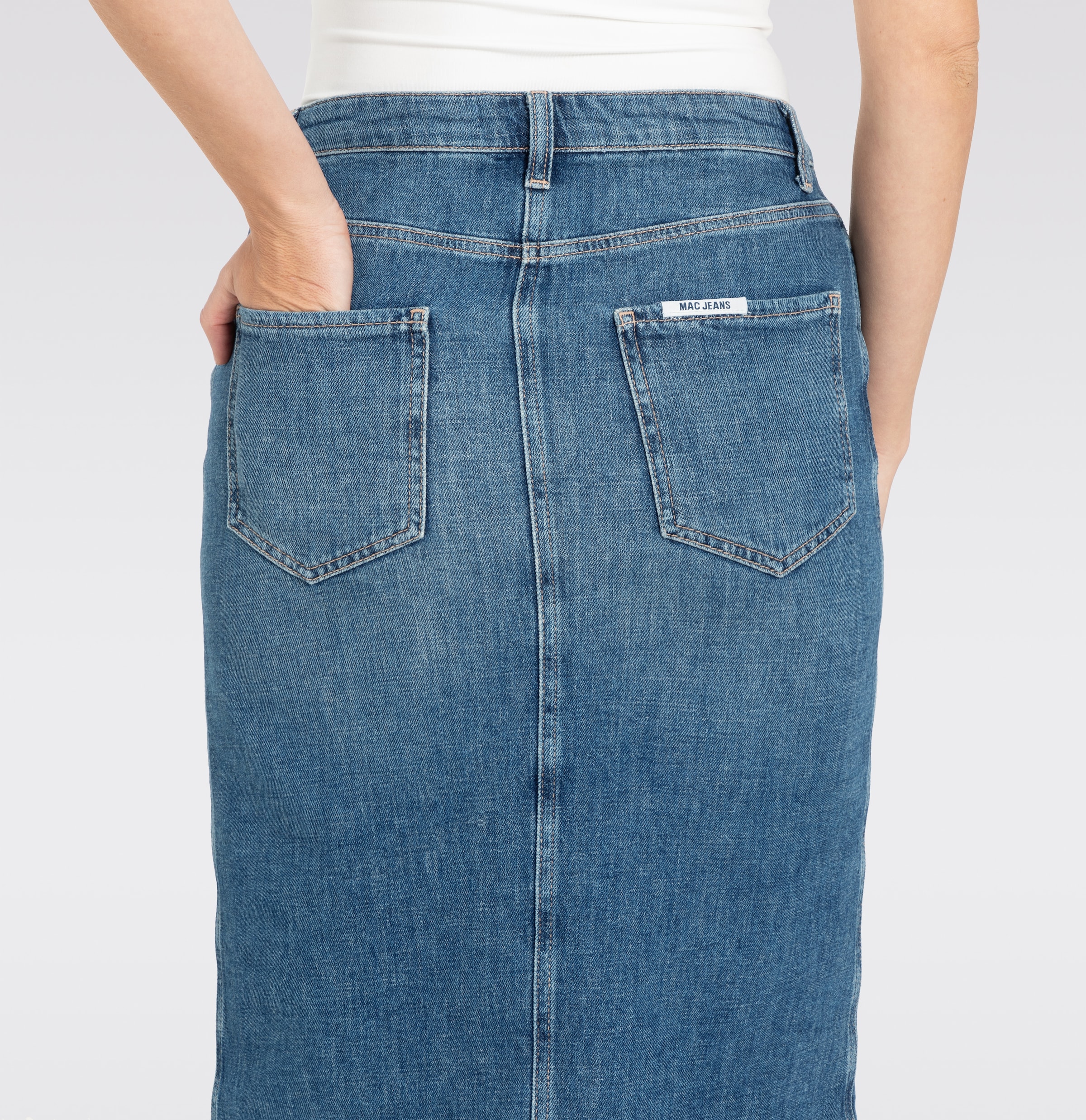 MAC Midirock »MIDI SKIRT fringe« im Five-Pocket Style