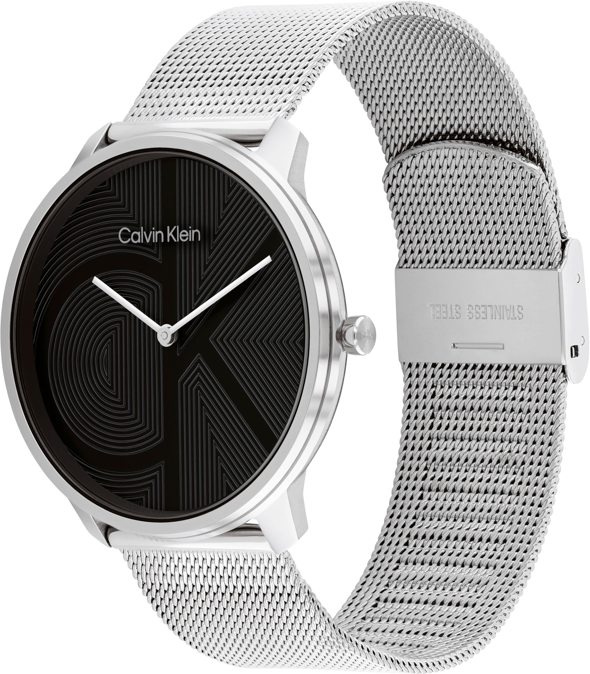 Calvin Klein Quarzuhr »CK ICONIC 40 mm«, Armbanduhr, Damenuhr, Herrenuhr, Edelstahlarmband, analog