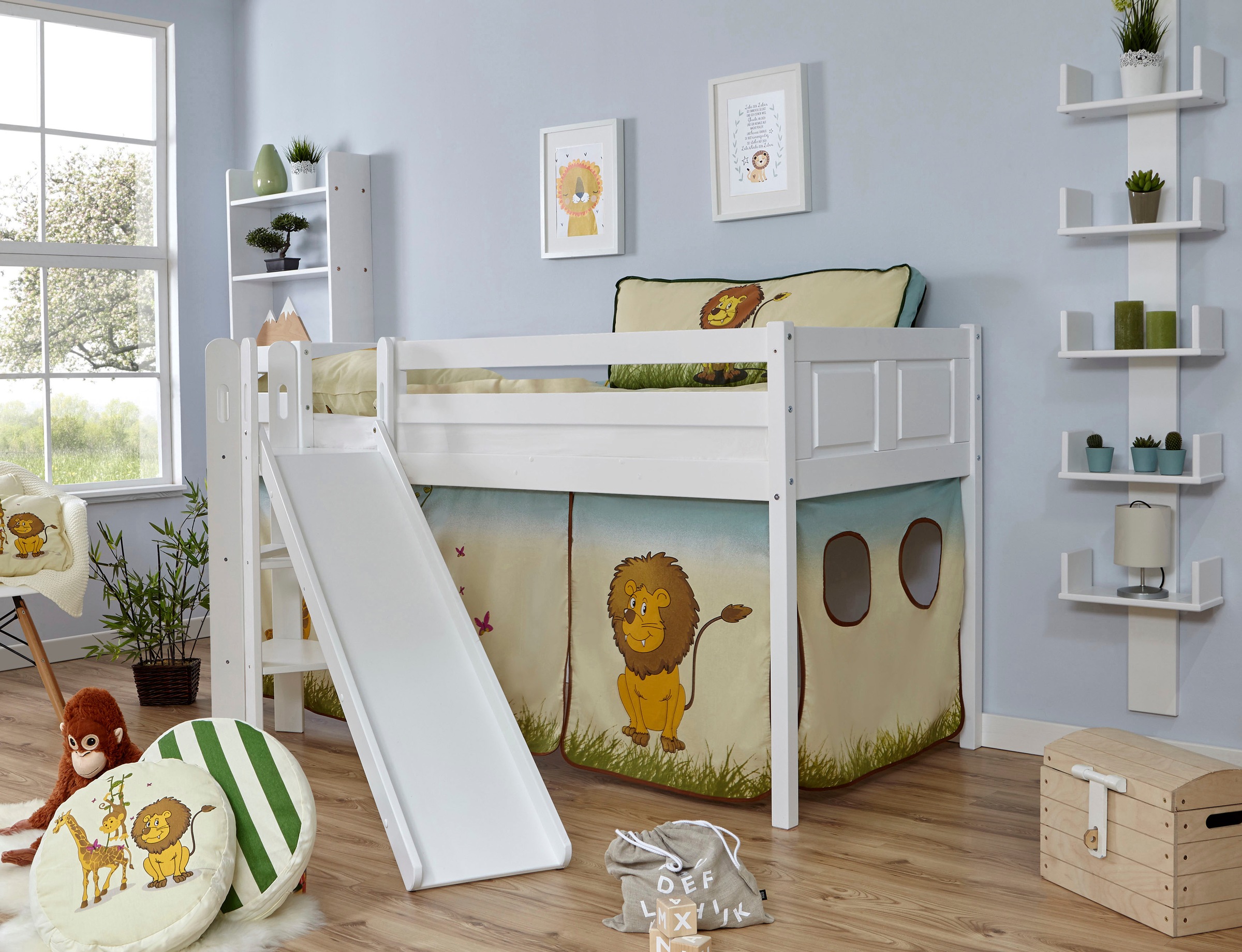 Ticaa Hochbett »Ekki«, mit Rollrost und Textil-Set wahlweise mit Matratze, Buche kaufen